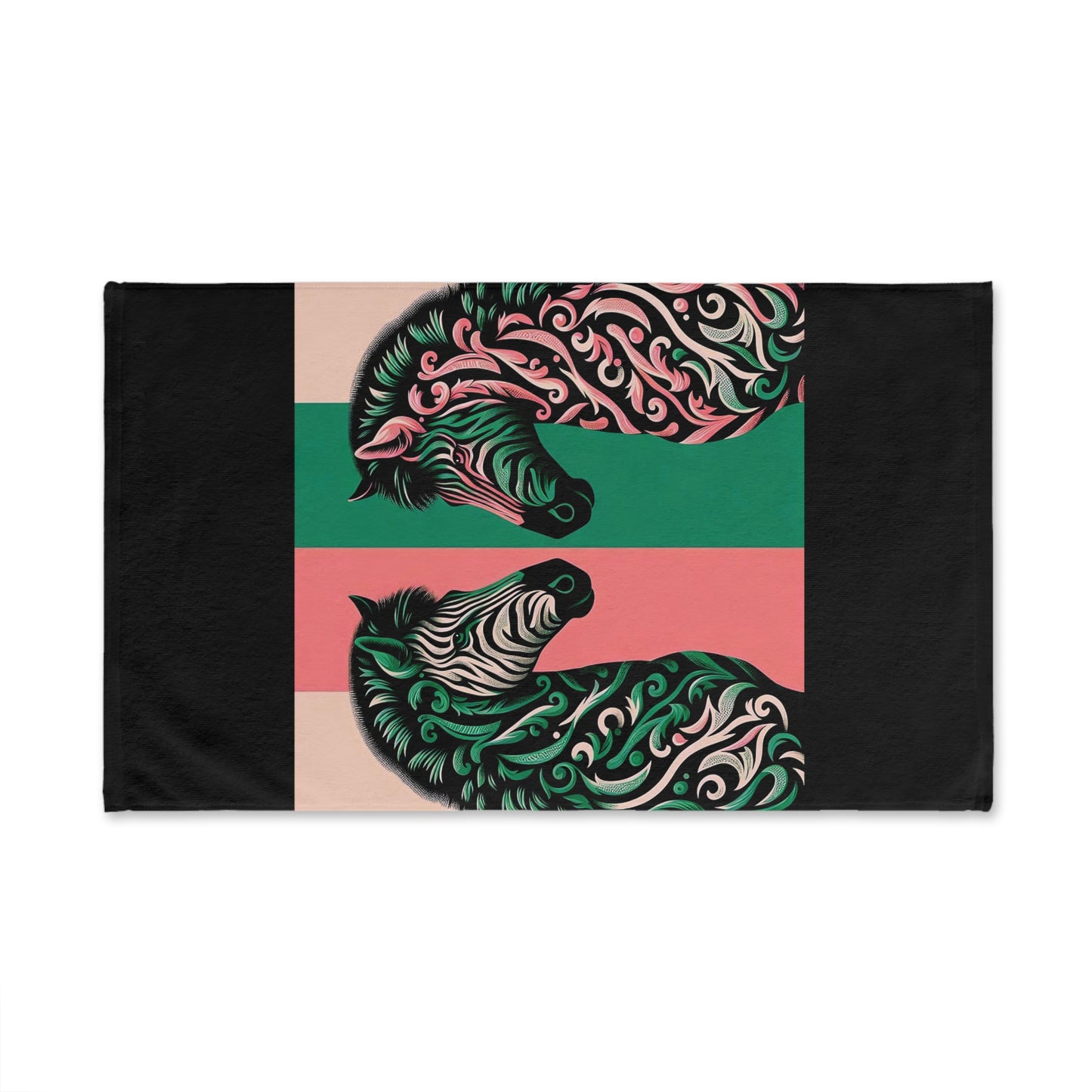 Hand Towel - Luxurious Ornate Elegant Pink & Green Zebra Damask Design - Elegant Home Décor