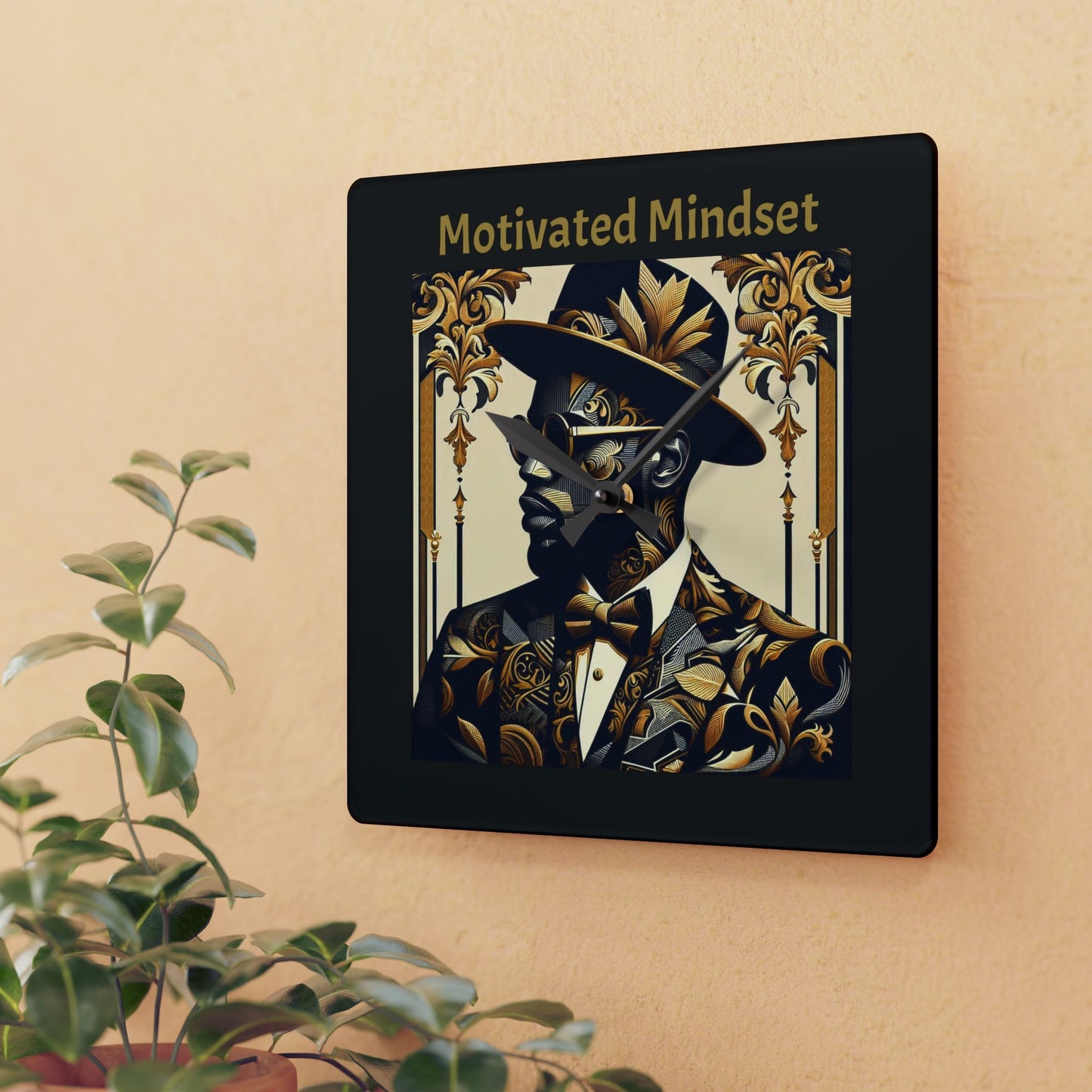 Stylish Motivated Mindset Wall Clock - Inspirational Decor for Office, Home, Motivation Gift, Modern Design, Unique Wall Art