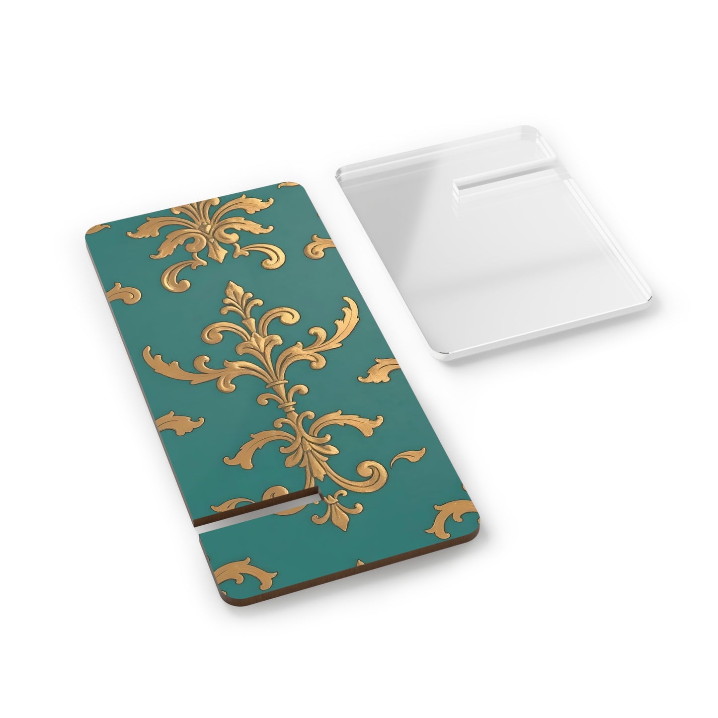 Elegant Floral Smartphone Display Stand - Aqua Damask - Decorative Mobile Holder