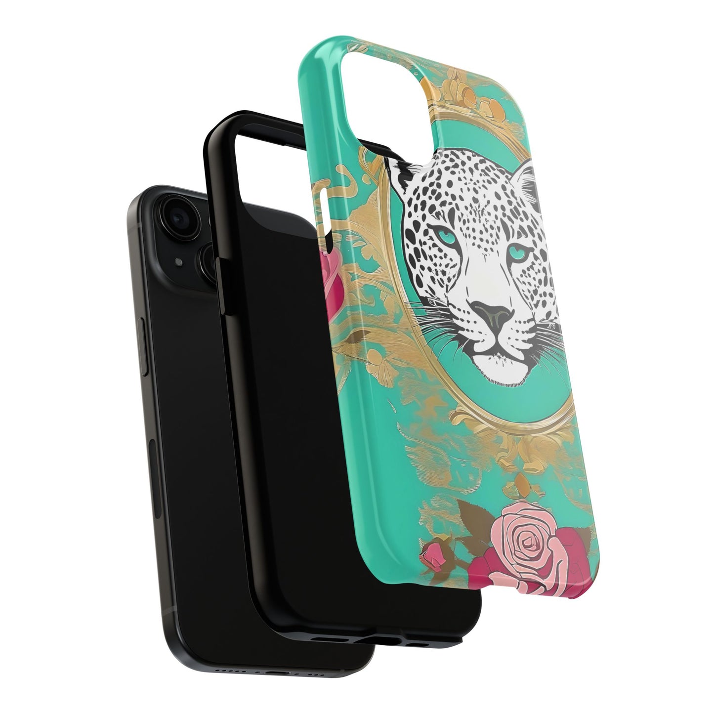 Leopard Tough Phone Case - Trendy Floral Design for Animal Lovers - Leopard & Rose