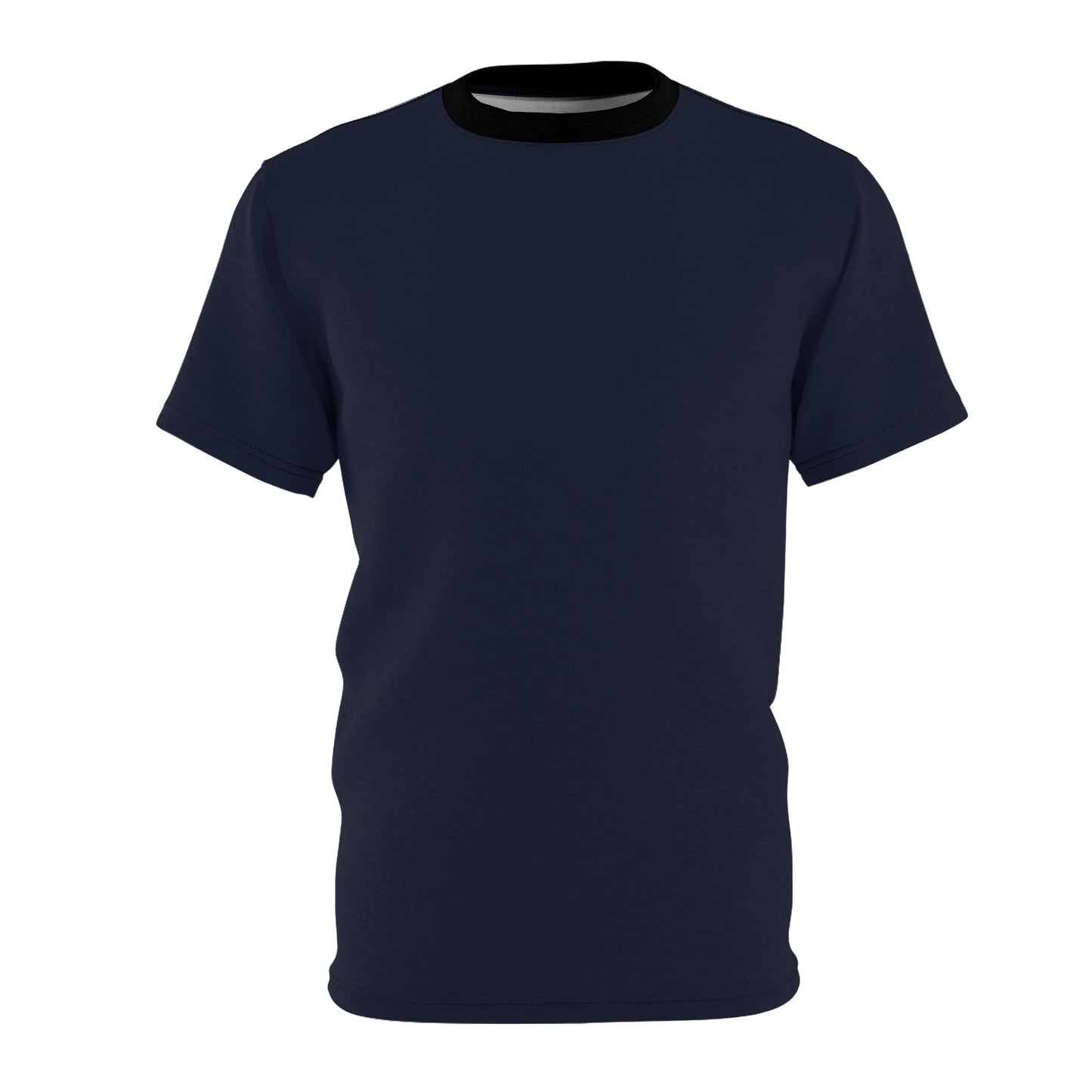 Lunar Midnight Stylish (Black Collar) Unisex AOP Cut & Sew Tee, Casual Wear, Graphic Shirt for Every Occasion, Perfect Gift, Holiday Apparel, Streetwear Fashion