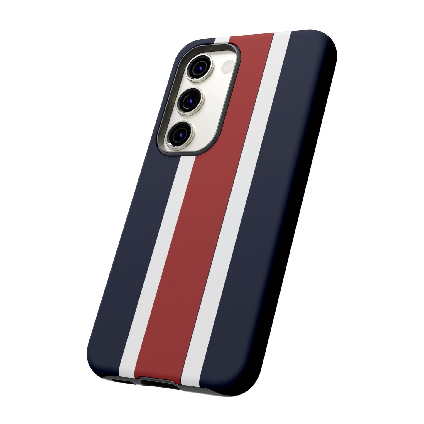 Lunar Midnight & Red-White Striped Stylish Phone Case - Tough Cases, Custom iPhone Cover, Sleek Phone Accessories, Gifts for Him/Her
