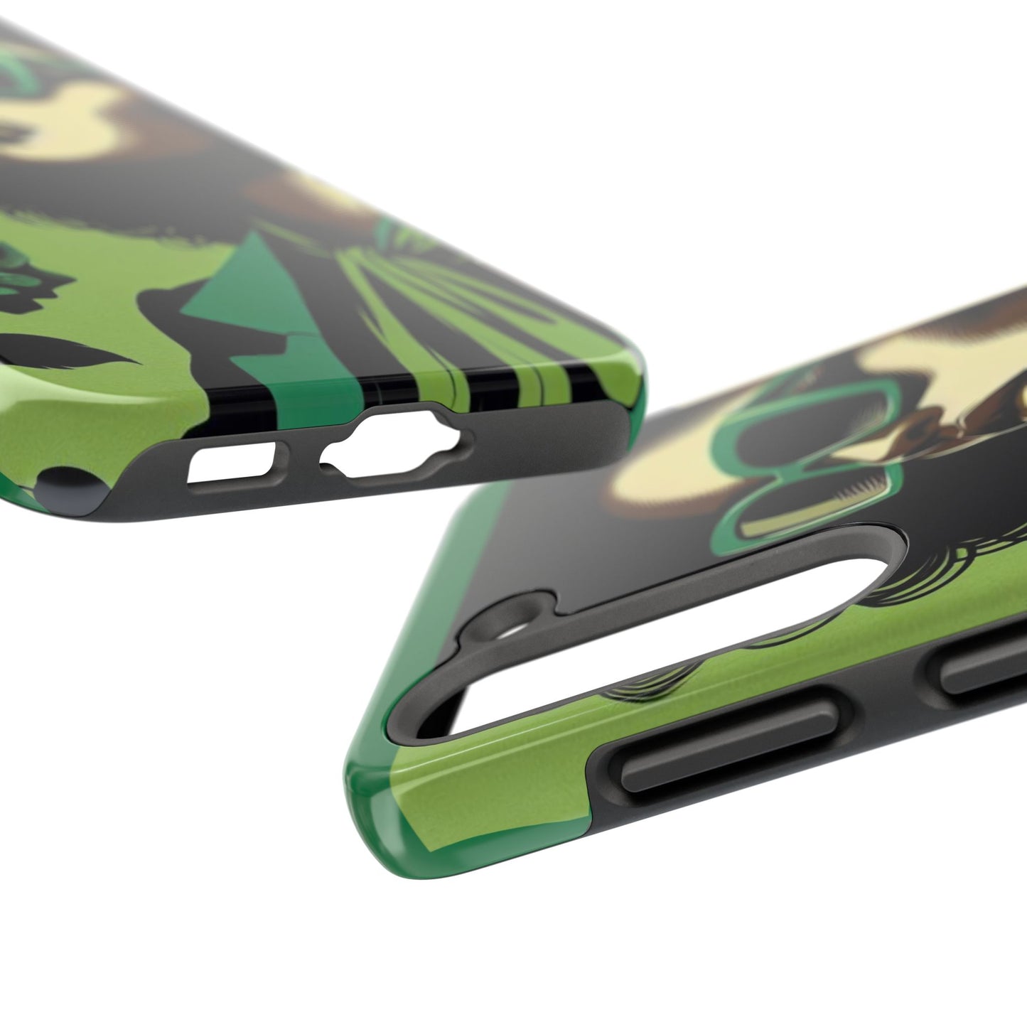 Chic Tough Phone Case | Artistic Green & Black Design | Phone Protection, Gift for Her, Stylish Accessory, Trendy Tech - Lady in Green