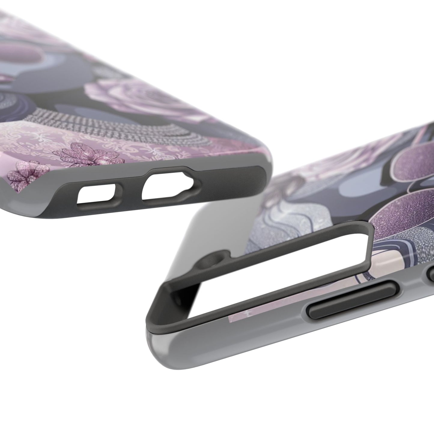 Glamorous Floral Tough Phone Case - Chic Protection for Trendsetters - Lilac & Lavender