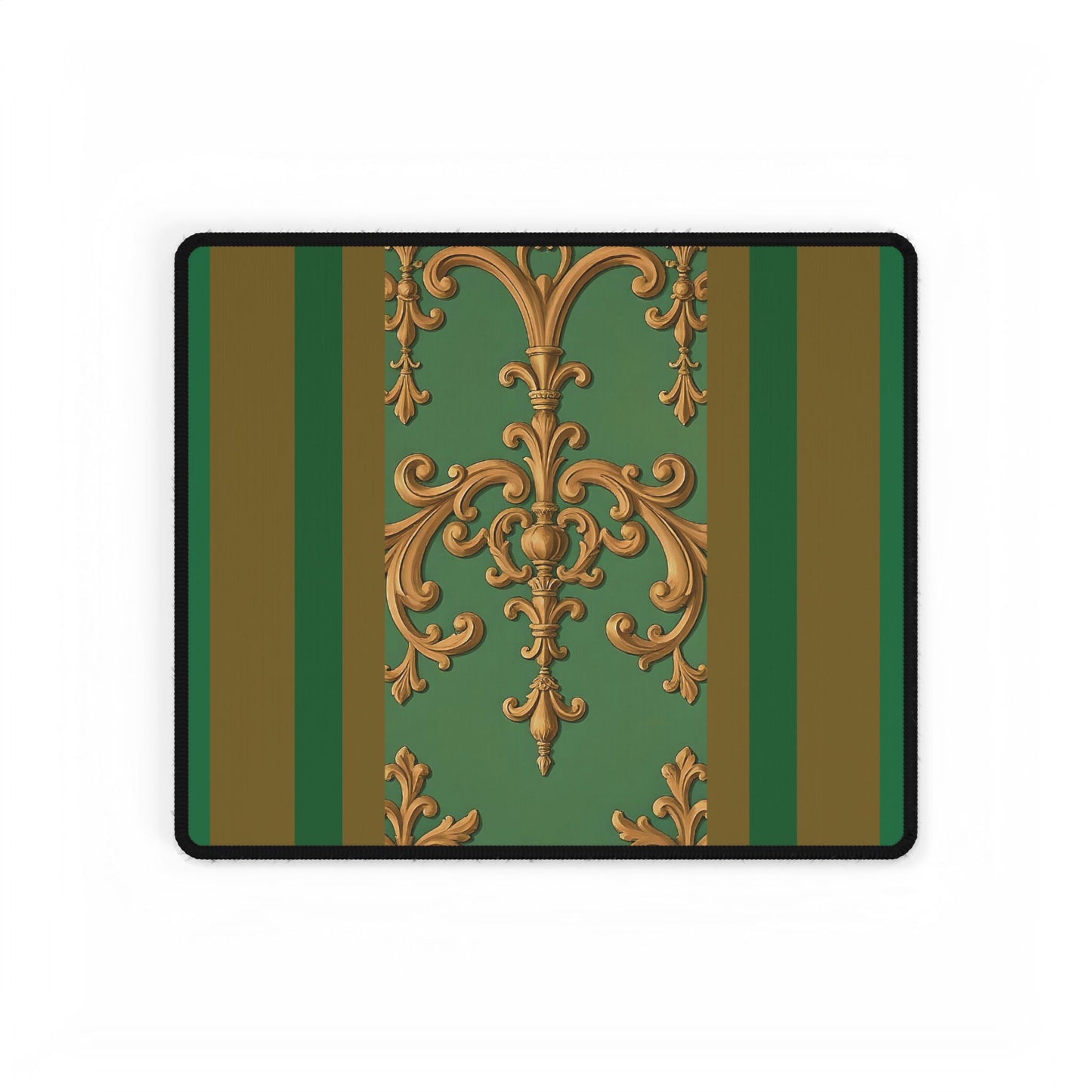 Elegant Office Desk Mats for Home & Work, Stylish Decor, Personalized Gift Idea for Professionals - Olive Green Striped Rococo