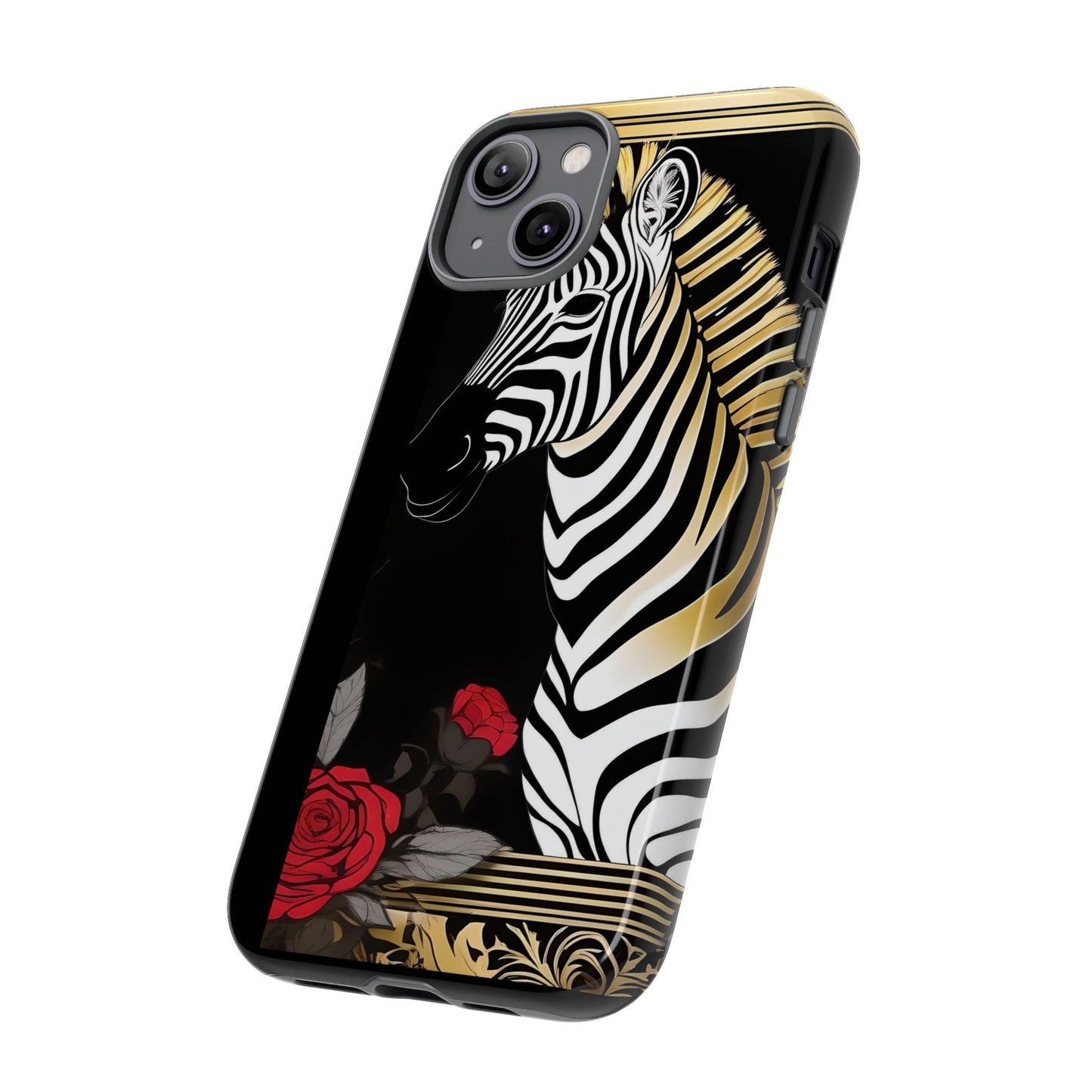 Phone Case - Elegant Zebra & Roses Design