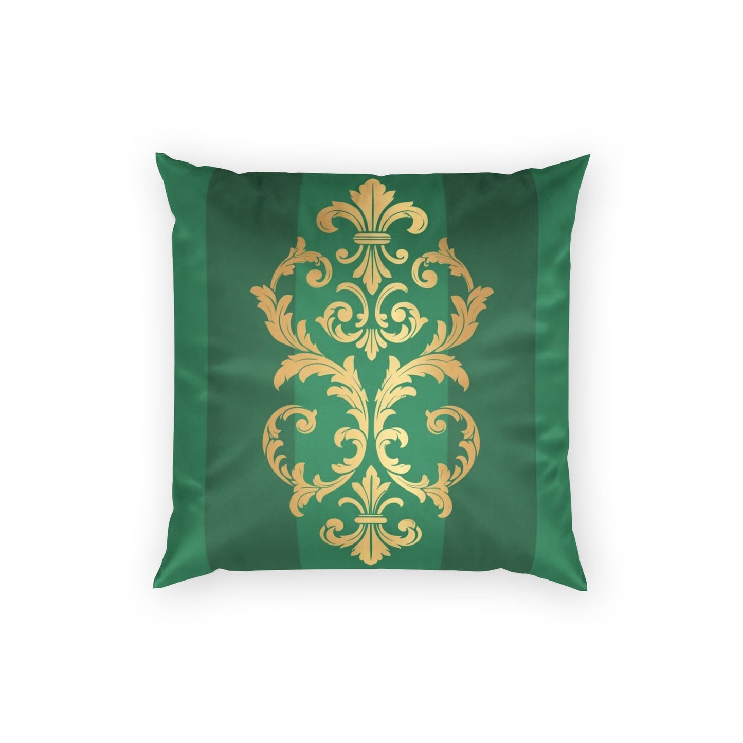 Green Striped Baroque Gold Poly Velvet Pillow
