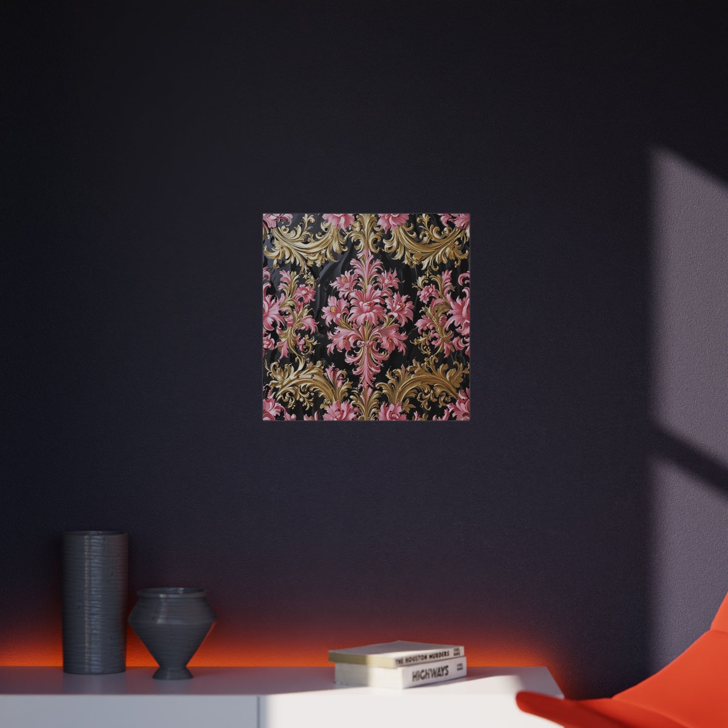 Elegant Floral Foam Board | Decorative Wall Art, Home Decor, Wedding Decor, Party Backdrop - Black & Pink Oil Painting Style Rococo