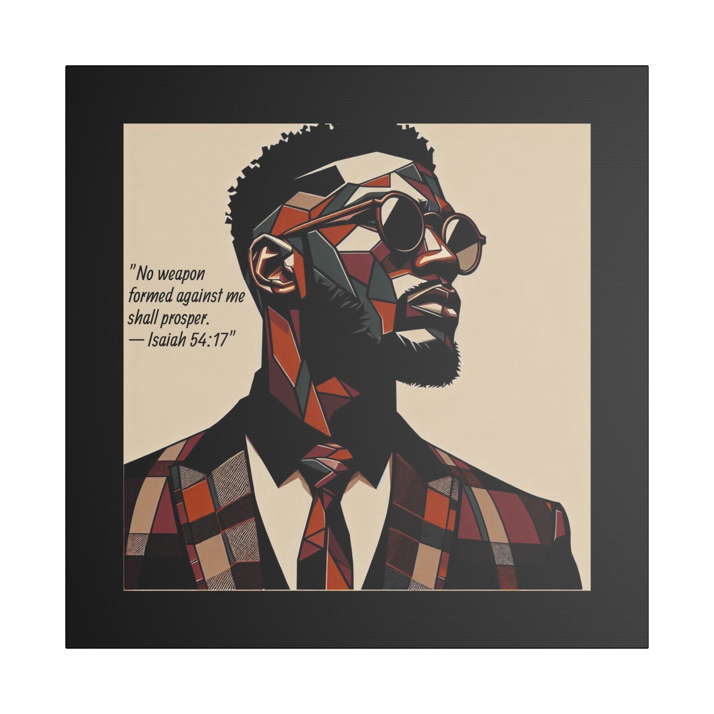 Afro Art Print Canvas, Wall Decor, Satin Stretched Canvas, African American Art, Office Decor, Home Decor - Isaiah 54:17