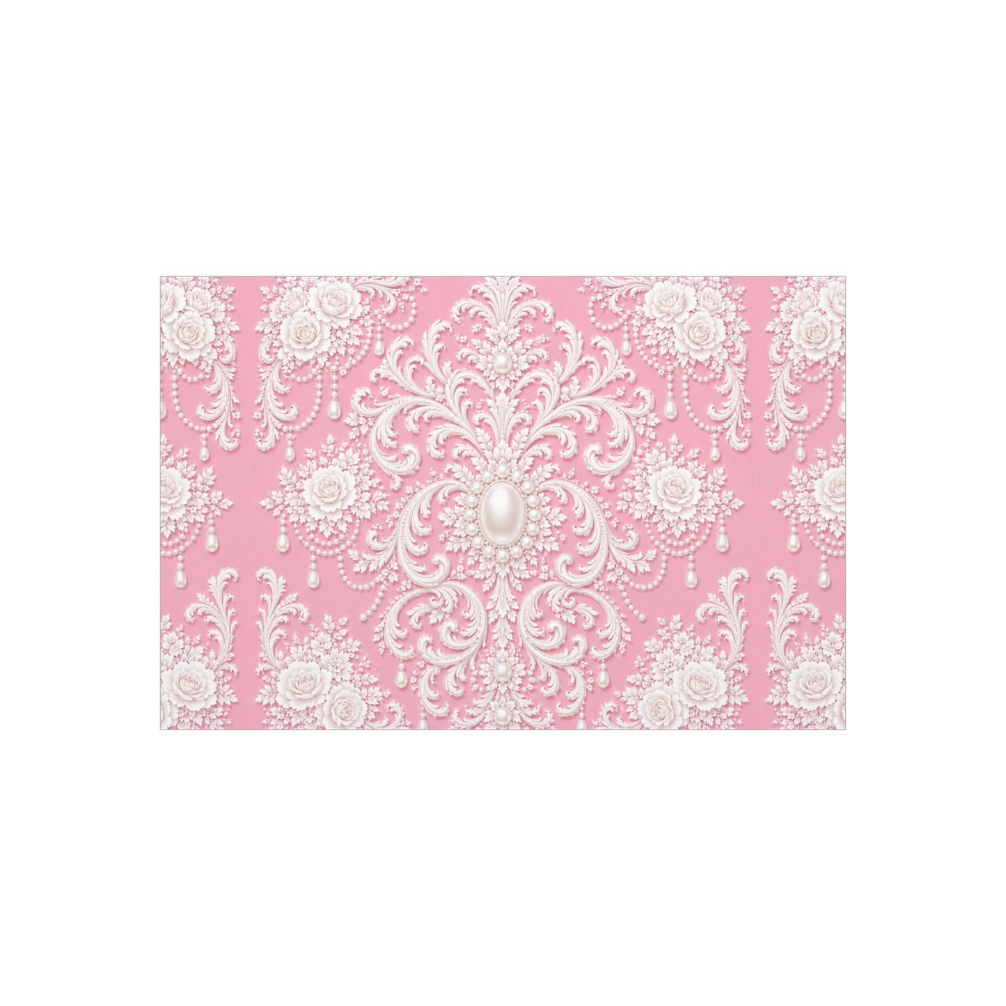 Pink Rococo Pearl Foam Board Wall Art — Elegant Vintage Floral Accent