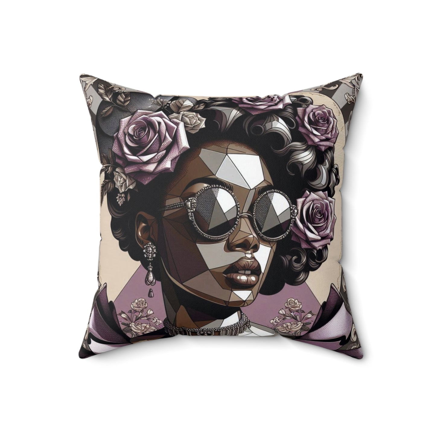 Chic Floral Square Pillow | Stylish Home Decor, Floral Accent Pillow, Modern Throw Cushion, Gift for Her - Lilac Baroque Lady