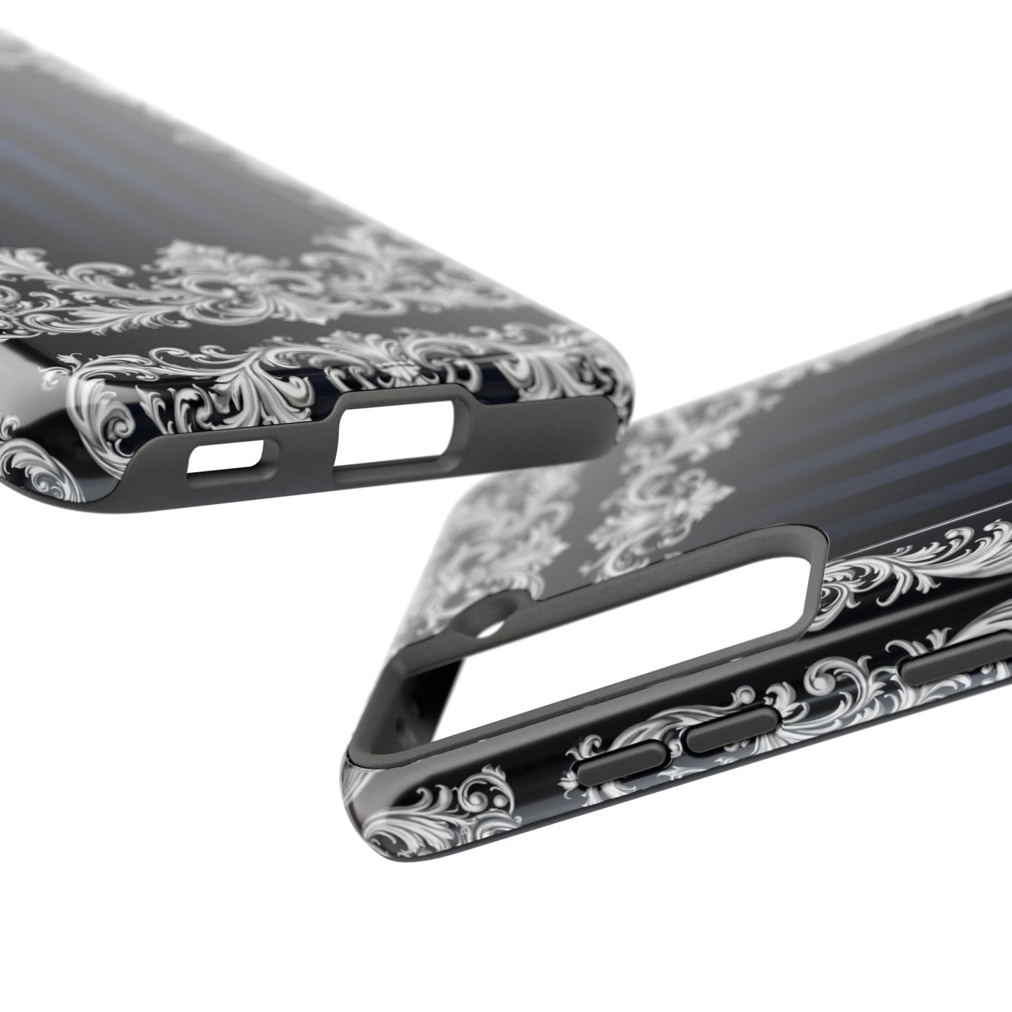 Navy Stripes & Baroque Tough Phone Case — Protective Decorative iPhone Case