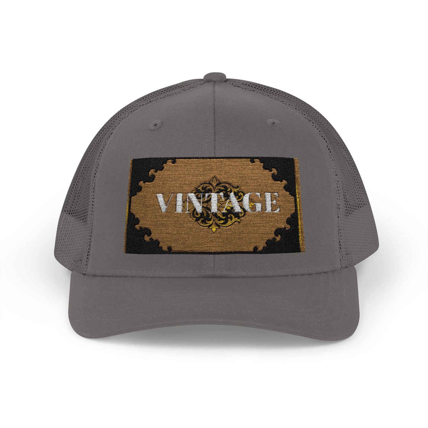 Mauve & Black-Gold Vintage Baroque Patch Trucker Cap