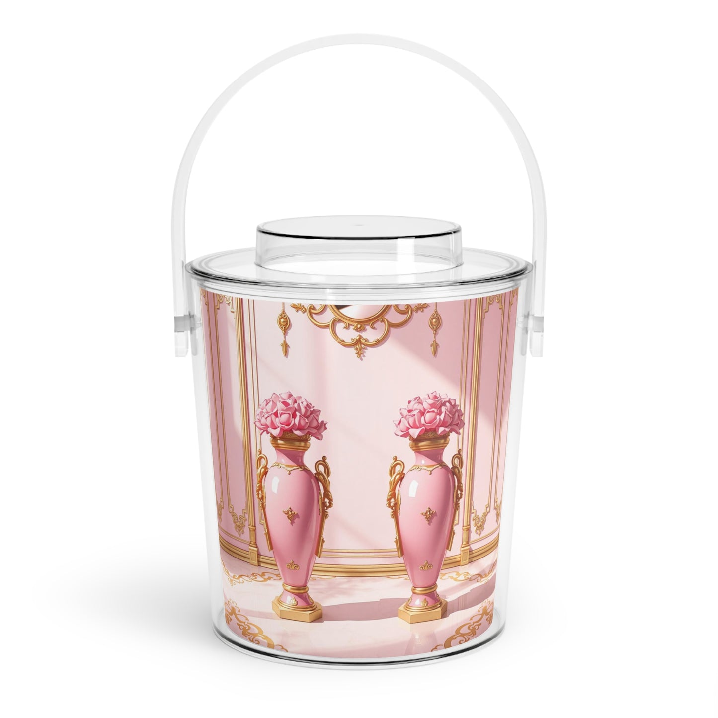 Elegant Pink Ice Bucket with Tongs - Chic Barware for Parties, Bridal Showers, Home Decor, Summer Gatherings