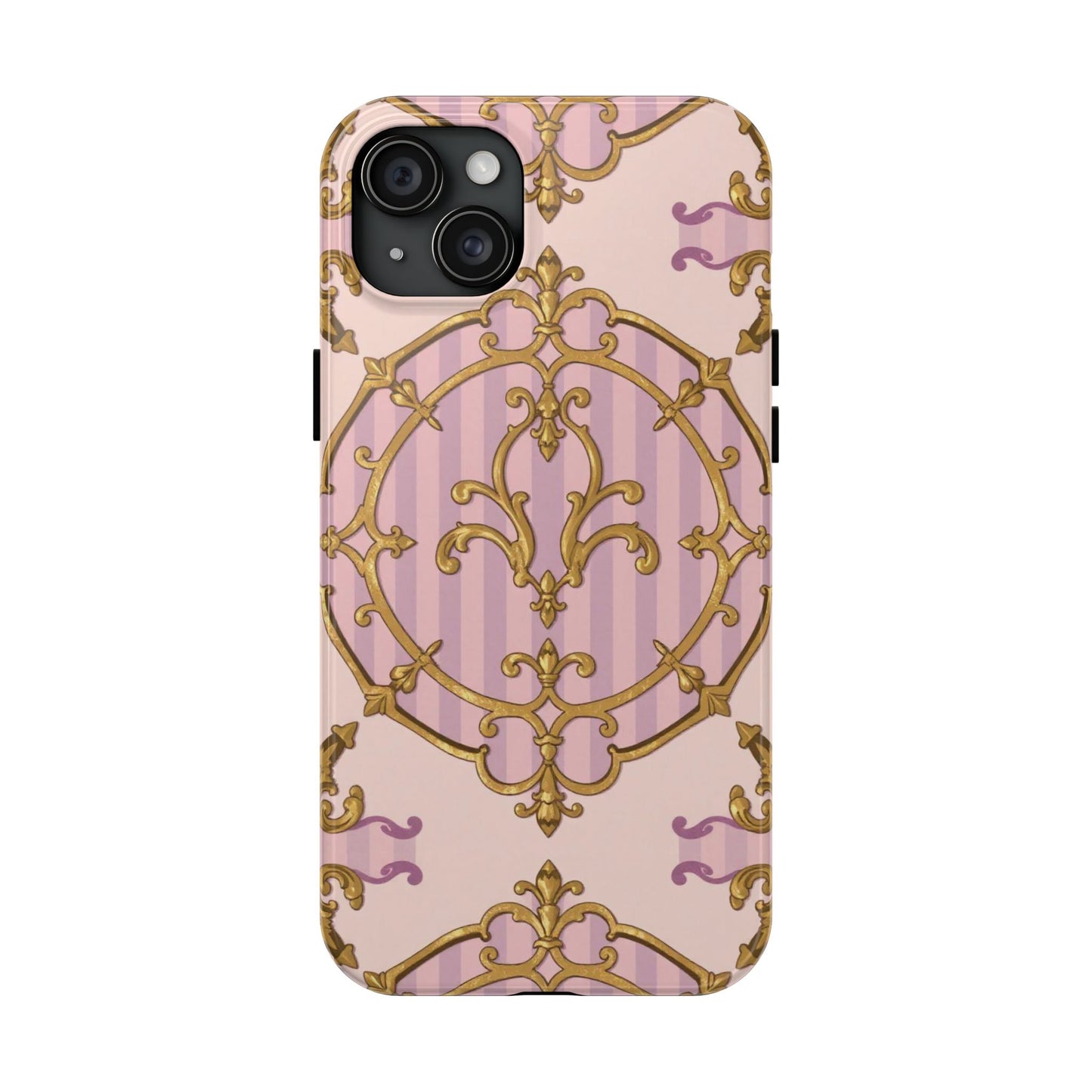 Elegant Vintage Phone Case, Tough Phone Case, Lavender & Alabaster Striped Gold Baroque Phone Cover, Stylish Phone Protector, Gift for Her