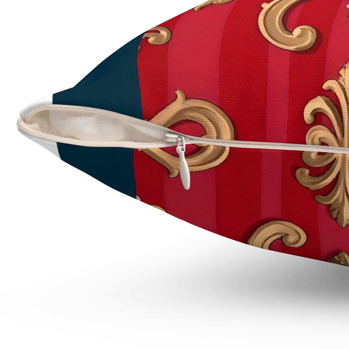 Regal Decorative Pillow - Elegant Home Decor, Luxury Cushion, Statement Pillow, Gift for Homeowners - Blue, Red & White Striped Baroque