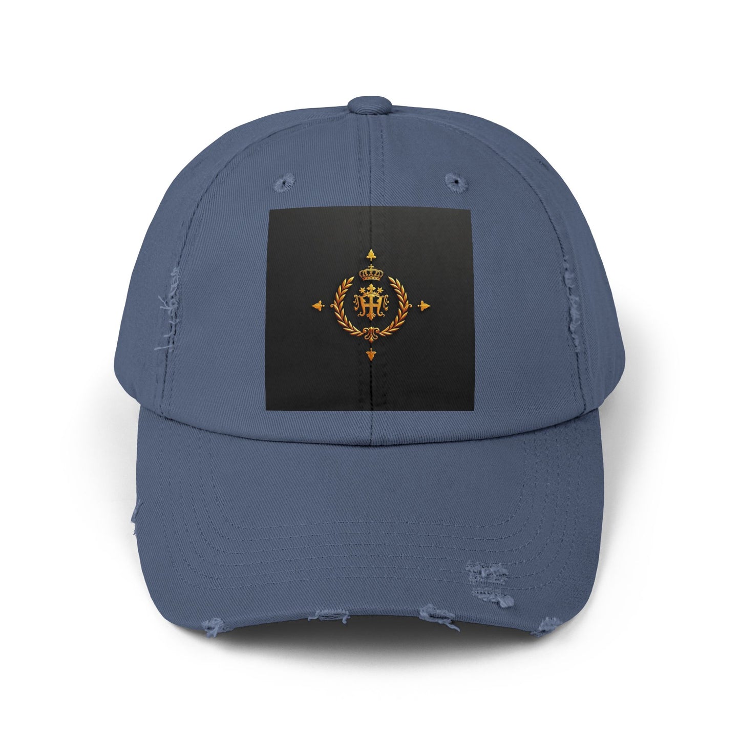 Stylish Distressed Cap with Unique Design | Casual Headwear, Everyday Accessory, Trendy Gift, Outdoor Lifestyle - Gold Crest