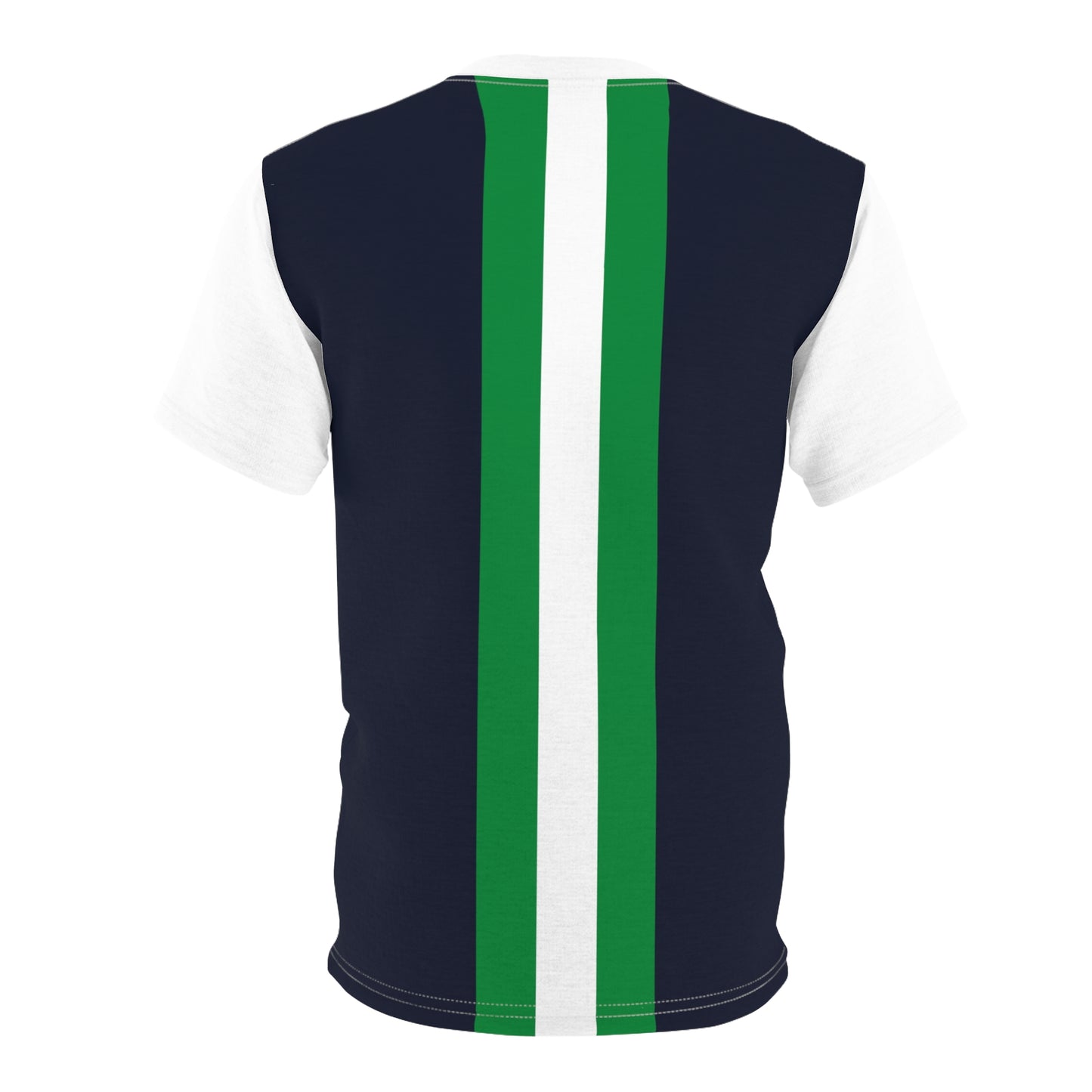 Lunar Midnight & Green-White Striped (White Collar) Modern Striped Unisex Tee – Casual Style, Graphic Design, Summer Fashion, Gift for Him/Her