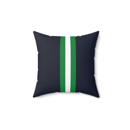 Lunar Midnight & Green-White Striped Modern Stripe Decorative Throw Pillow, Home Decor, Living Room Accent, Gift for Her, Stylish Cushion
