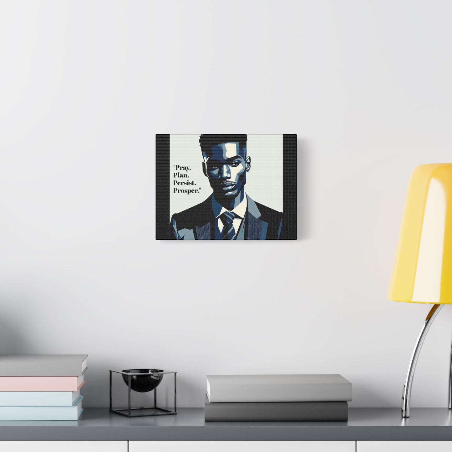 Afro Art Print Canvas, Wall Decor, Satin Stretched Canvas, African American Art, Office Decor, Home Decor - "Pray. Plan. Persist. Prosper."