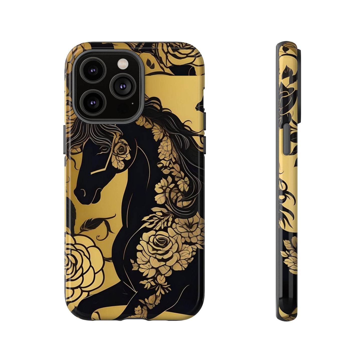 Phone Case - Elegant Horse & Roses Design