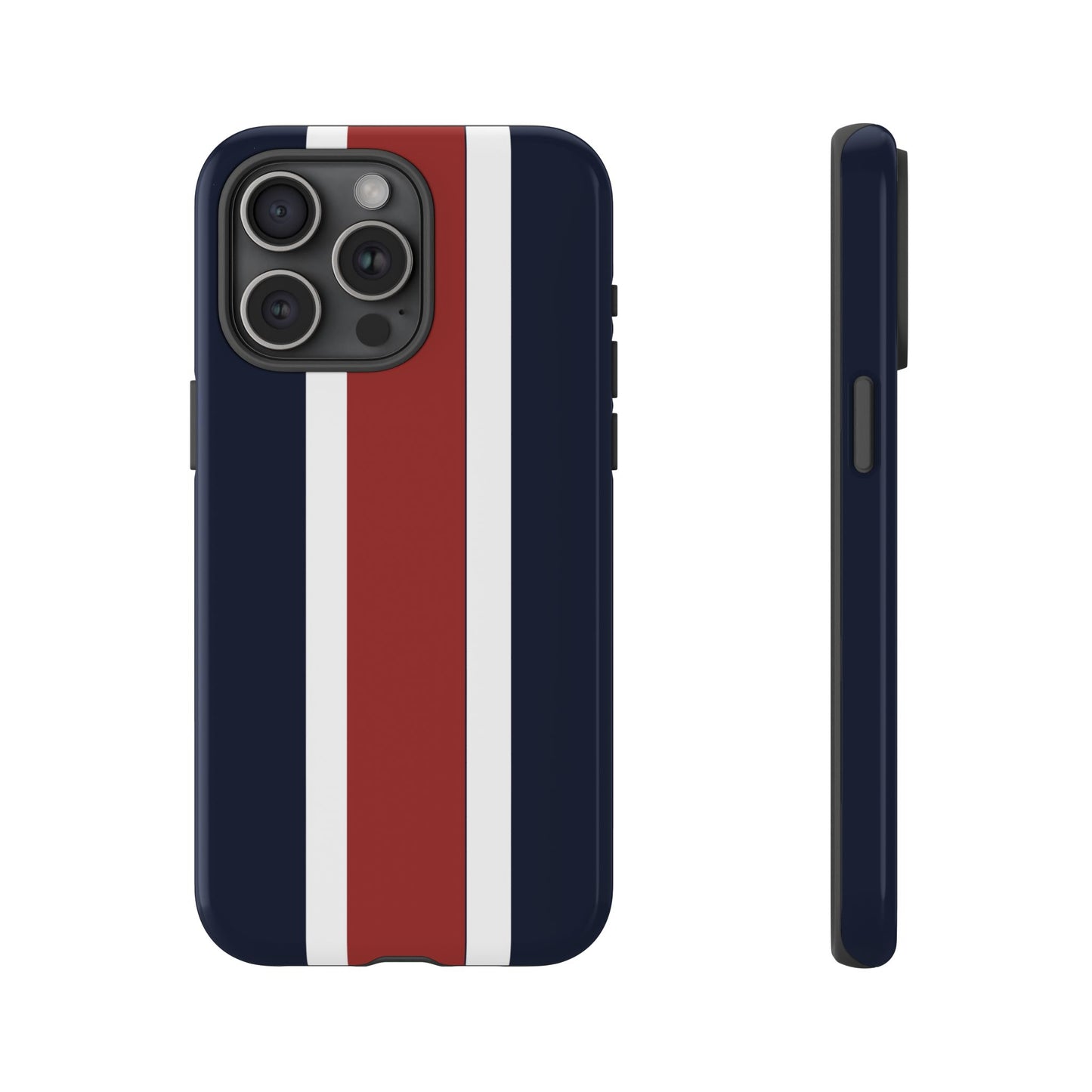 Lunar Midnight & Red-White Striped Stylish Phone Case - Tough Cases, Custom iPhone Cover, Sleek Phone Accessories, Gifts for Him/Her