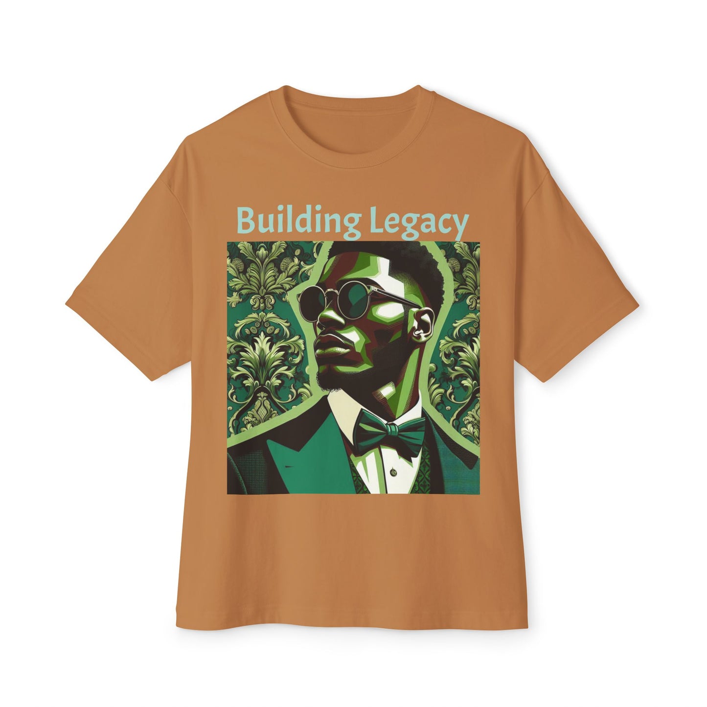Stylish Oversized Tee, Building Legacy Graphic Tee, Unisex T-Shirt, Fashionable Casual Wear, Gift for Him/Her/Occasions - Matte Green Letters
