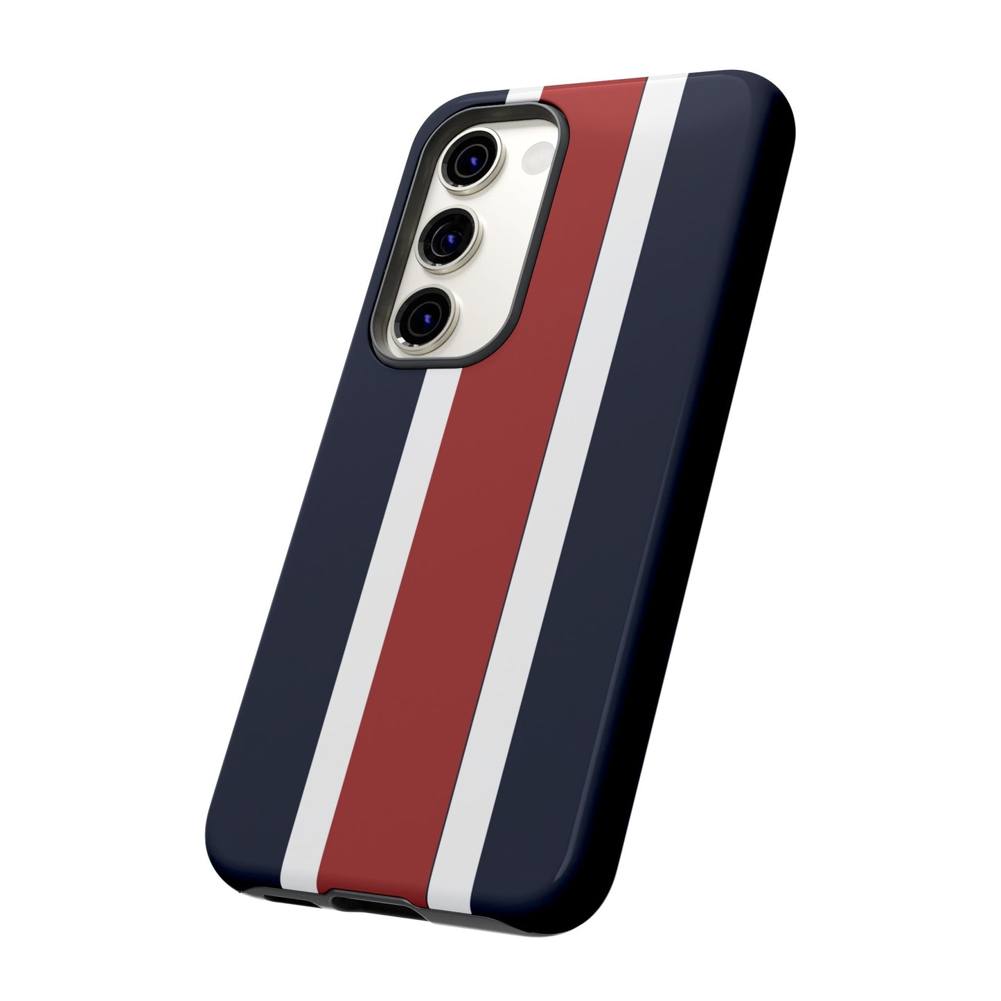 Lunar Midnight & Red-White Striped Stylish Phone Case - Tough Cases, Custom iPhone Cover, Sleek Phone Accessories, Gifts for Him/Her