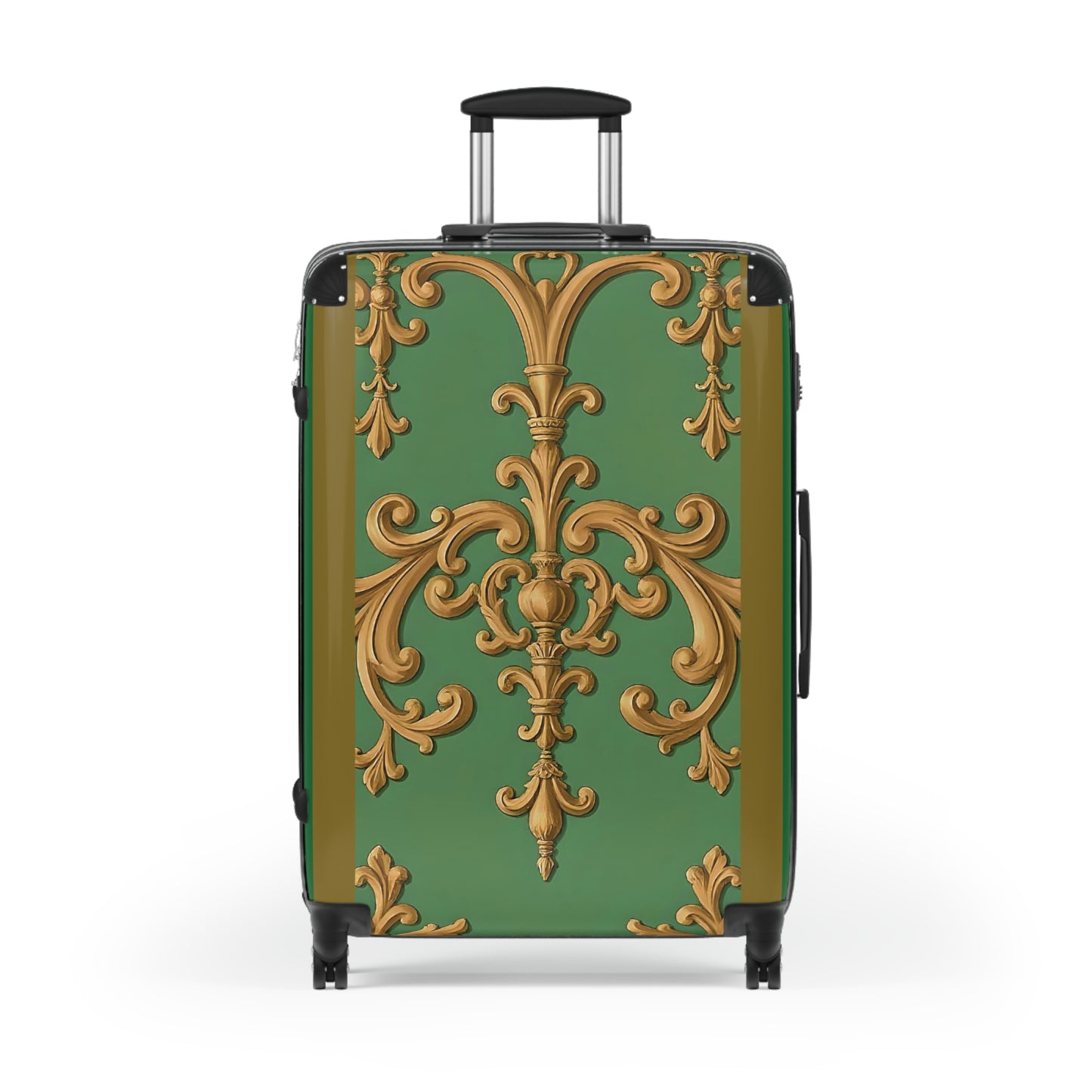 Decorative Luggage - Olive Green Striped Rococo