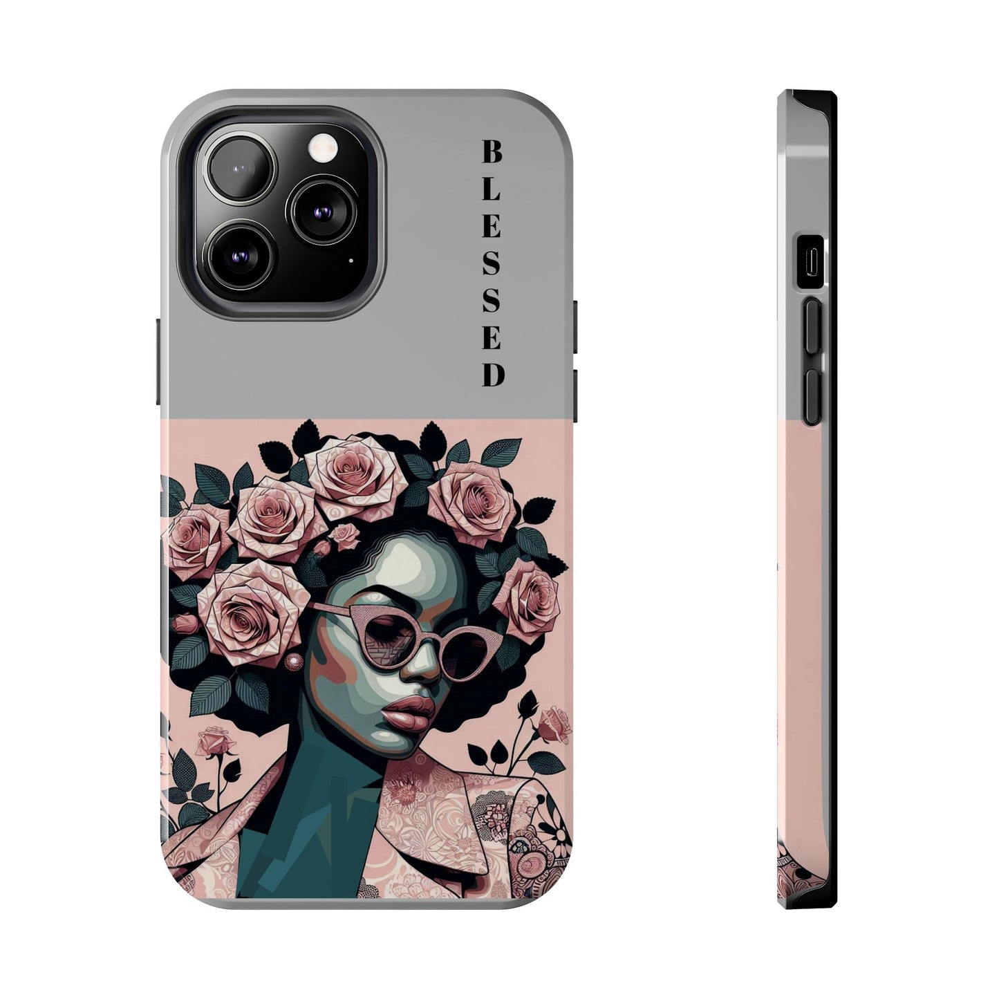 Blessed Floral Tough Phone Cases | Unique Gift for Her, Gift for Mom, Stylish Protection, Birthday Present, Black Girl Art