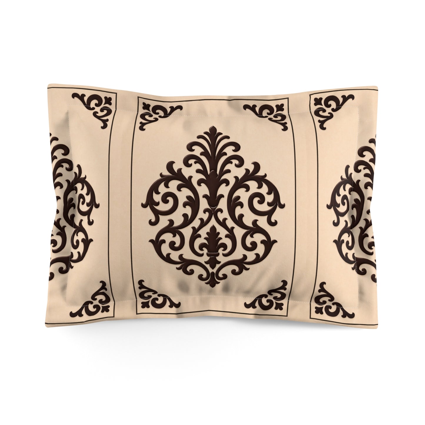 Almond-Beige & Brown Baroque Pillow Sham — Beige & Chocolate Decorative Pillowcase