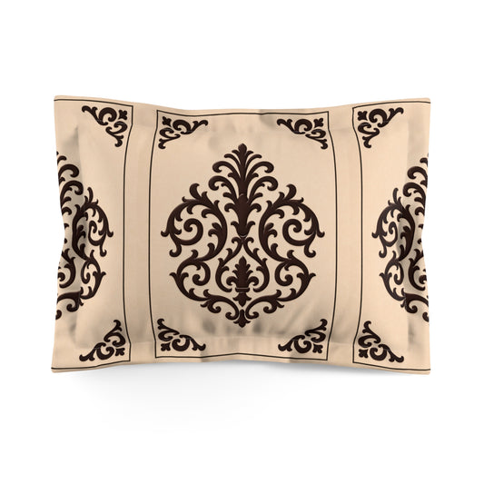Almond-Beige & Brown Baroque Pillow Sham — Beige & Chocolate Decorative Pillowcase