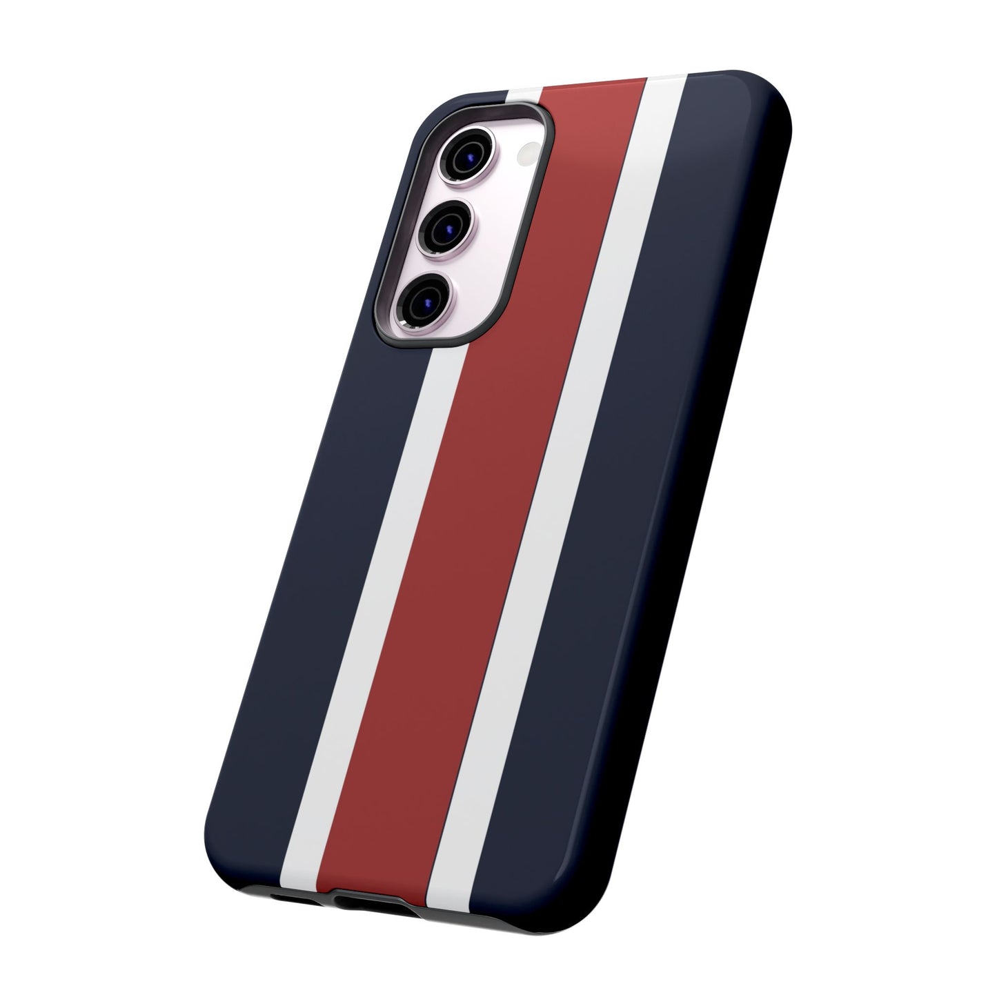Lunar Midnight & Red-White Striped Stylish Phone Case - Tough Cases, Custom iPhone Cover, Sleek Phone Accessories, Gifts for Him/Her