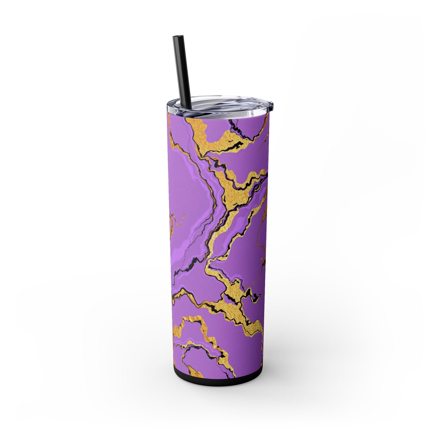Stylish Marble Lavender Skinny Tumbler, 20oz - Trendy Drinkware for Home, Office, Travel, Gifts, Women, Fashionable Beverages