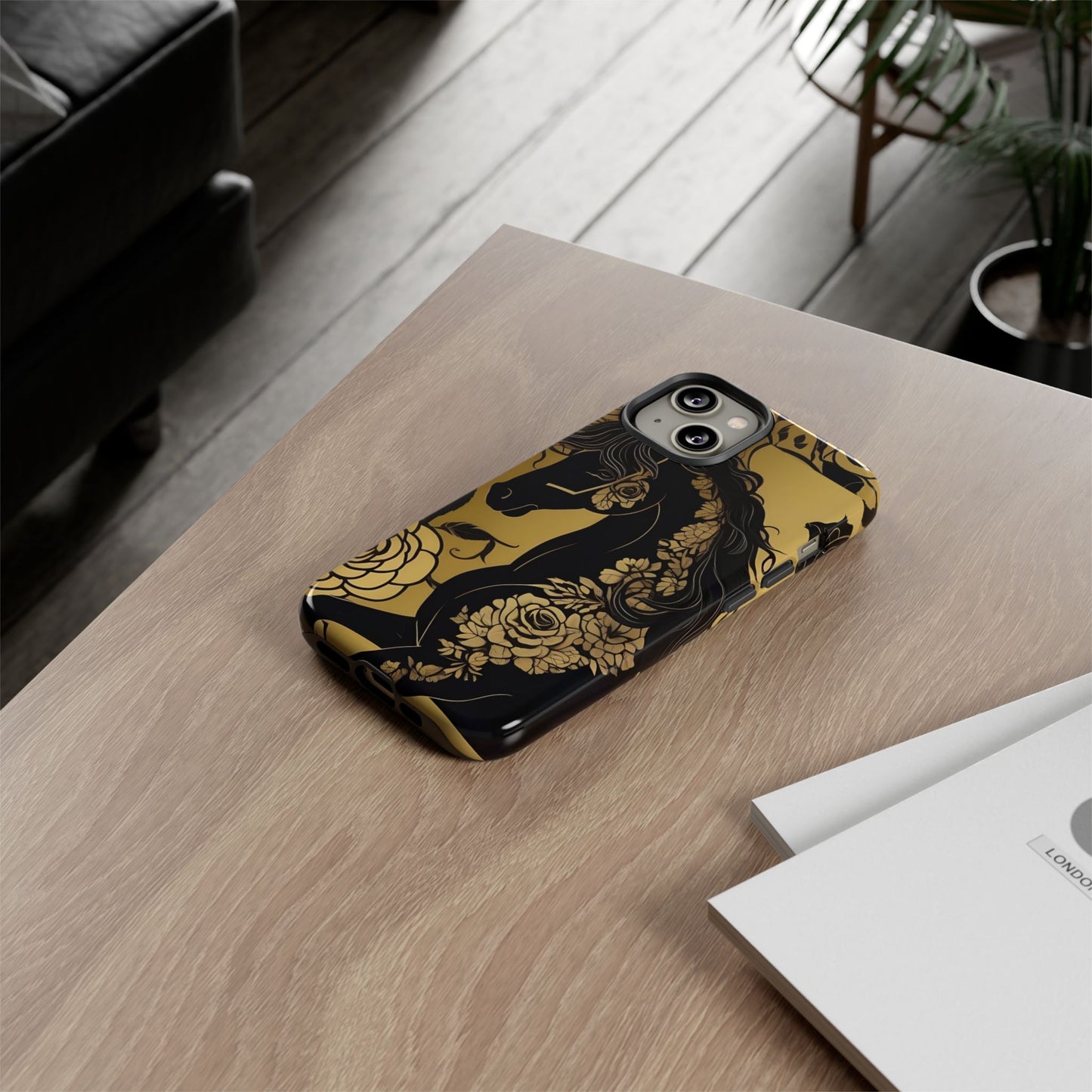 Phone Case - Elegant Horse & Roses Design