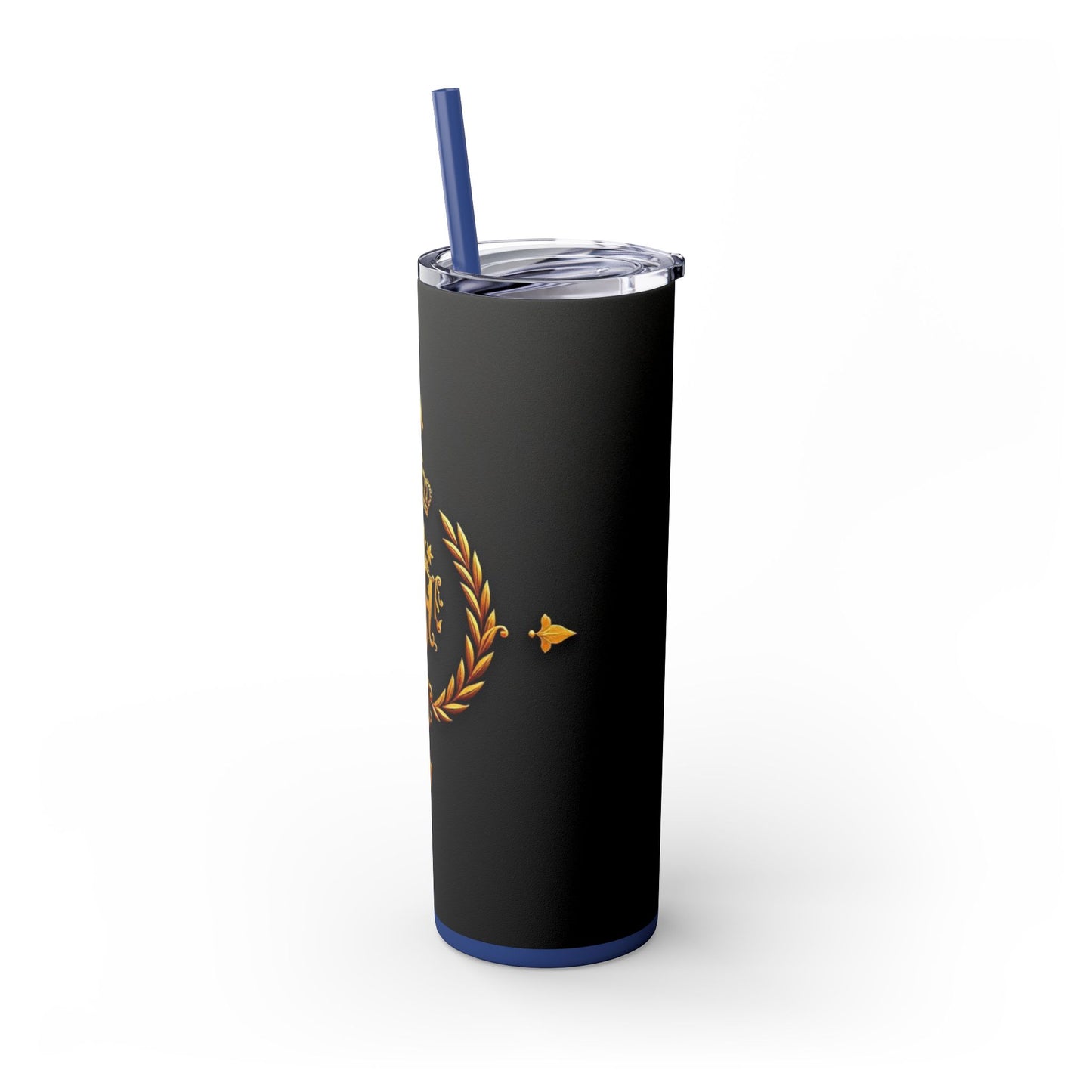 Elegant Gold Crown Skinny Tumbler with Straw, 20oz - Stylish Drinkware for Every Occasion, Royal Inspired, Ideal Gift for Her - Gold Crest