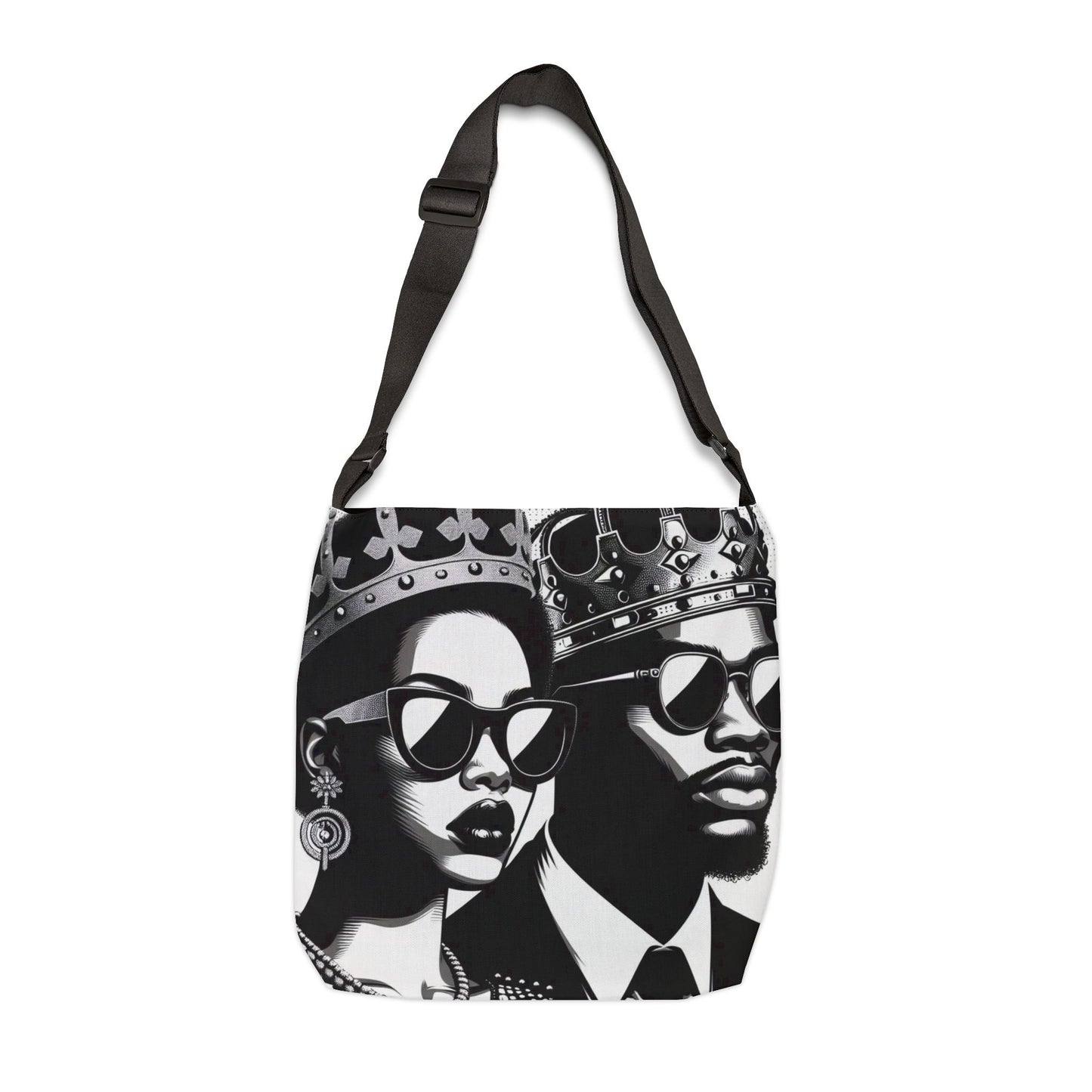 Royalty Inspired Adjustable Tote Bag, Fashion Tote, Queen and King Tote, Stylish Grocery Bag, Unique Gift for Her, Art Tote