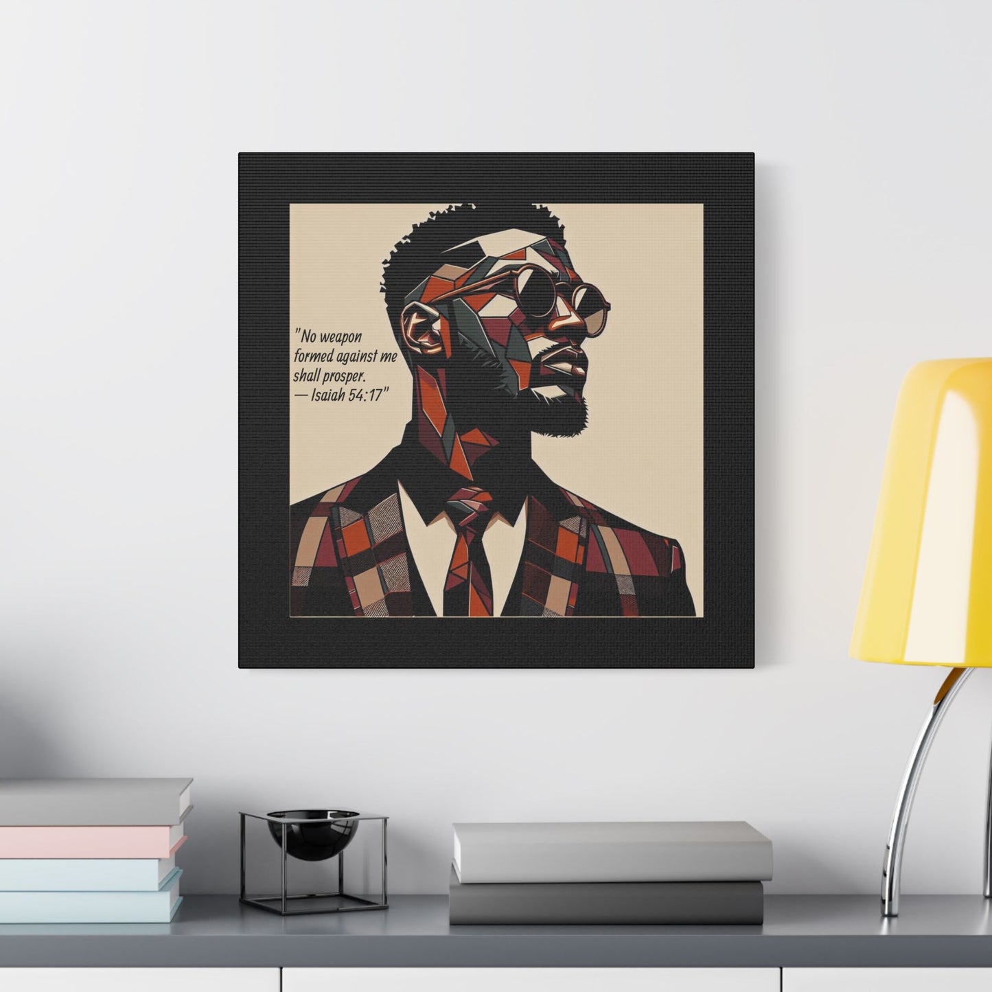 Afro Art Print Canvas, Wall Decor, Satin Stretched Canvas, African American Art, Office Decor, Home Decor - Isaiah 54:17