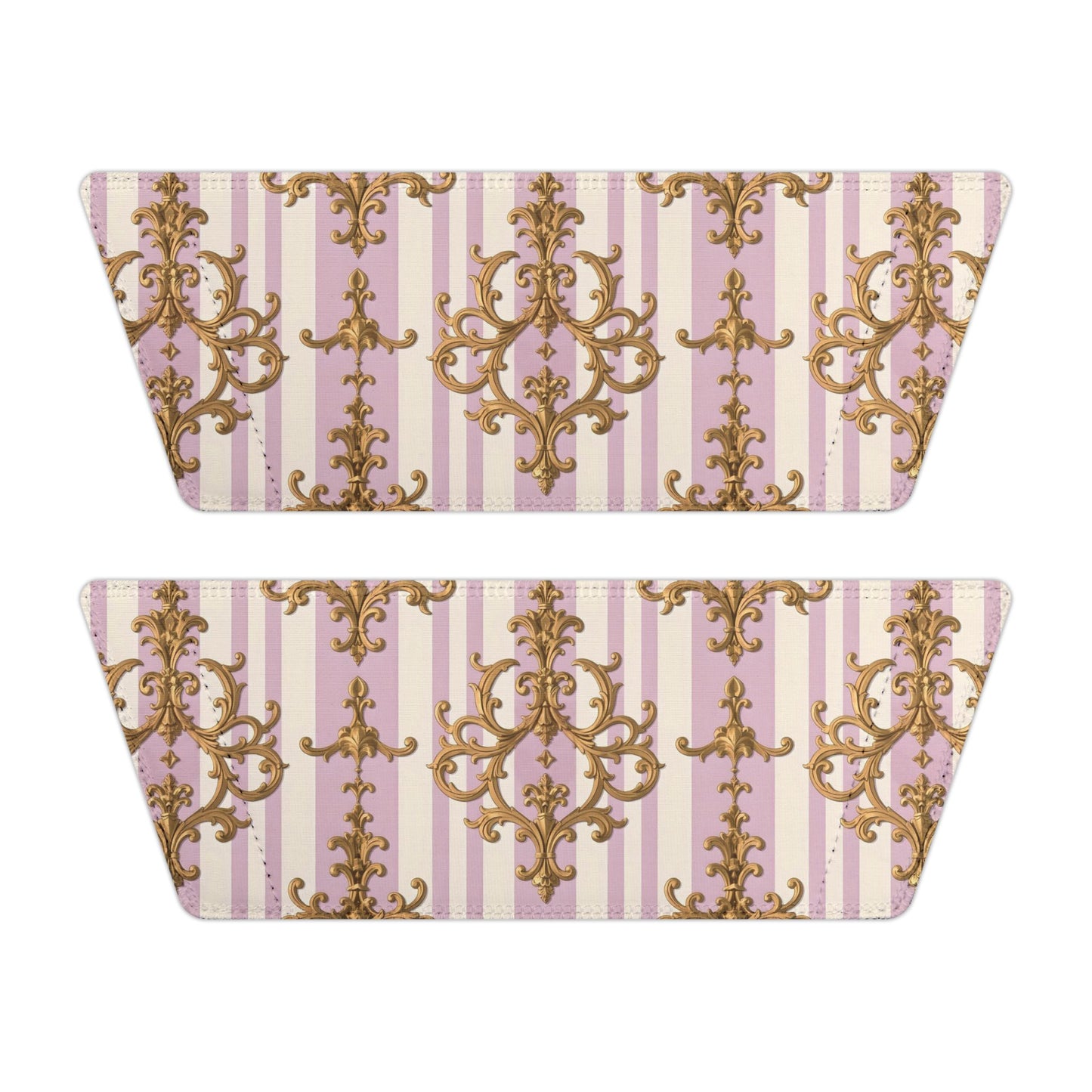 Stylish Women's Sandals with Removable Straps, Comfortable Summer Footwear, Trendy Slippers for Beach - Lilac & Alabaster Striped Gold Baroque