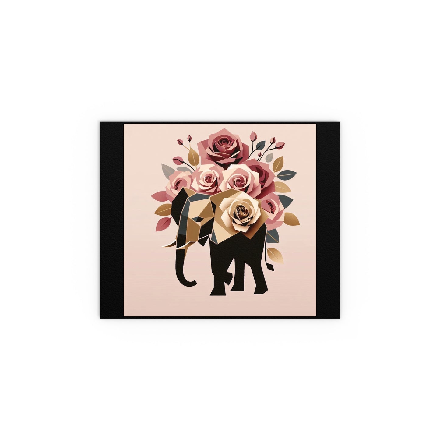 Elegant Floral Silk Poster - Indoor/Outdoor Wall Art for Home Decor - Black & Gold Elephant & Roses