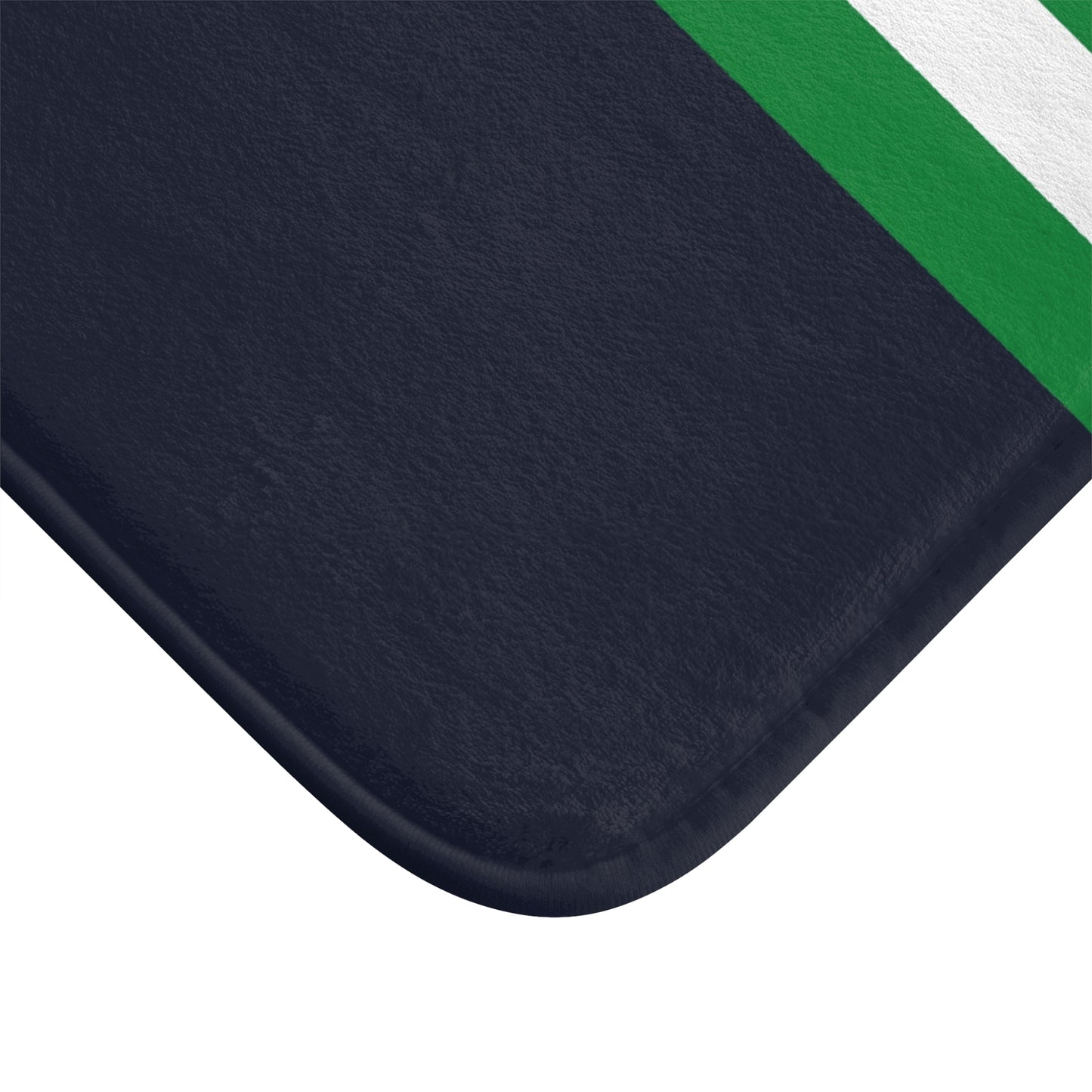 Lunar Midnight & Green-White Striped Bath Mat | Soft Non-Slip Mat for Bathroom, Home Decor, Beach House, Gift