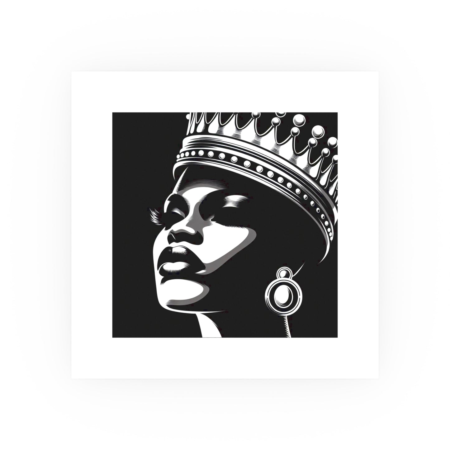 Elegant Crowned Queen Poster - Black & White Art Print, Wall Decor, Home Aesthetic, Gift Idea, Birthday, Celebrations