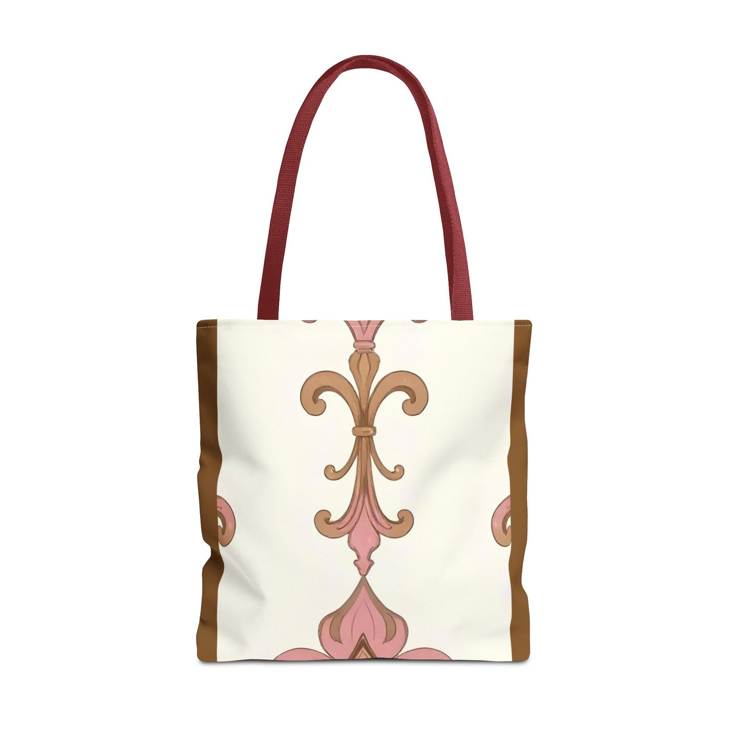 Elegant Floral Tote Bag - Perfect for Everyday Use, Shopping, Gifts, Summer Outings, and Special Occasions - Brown Striped Pink Arabesque