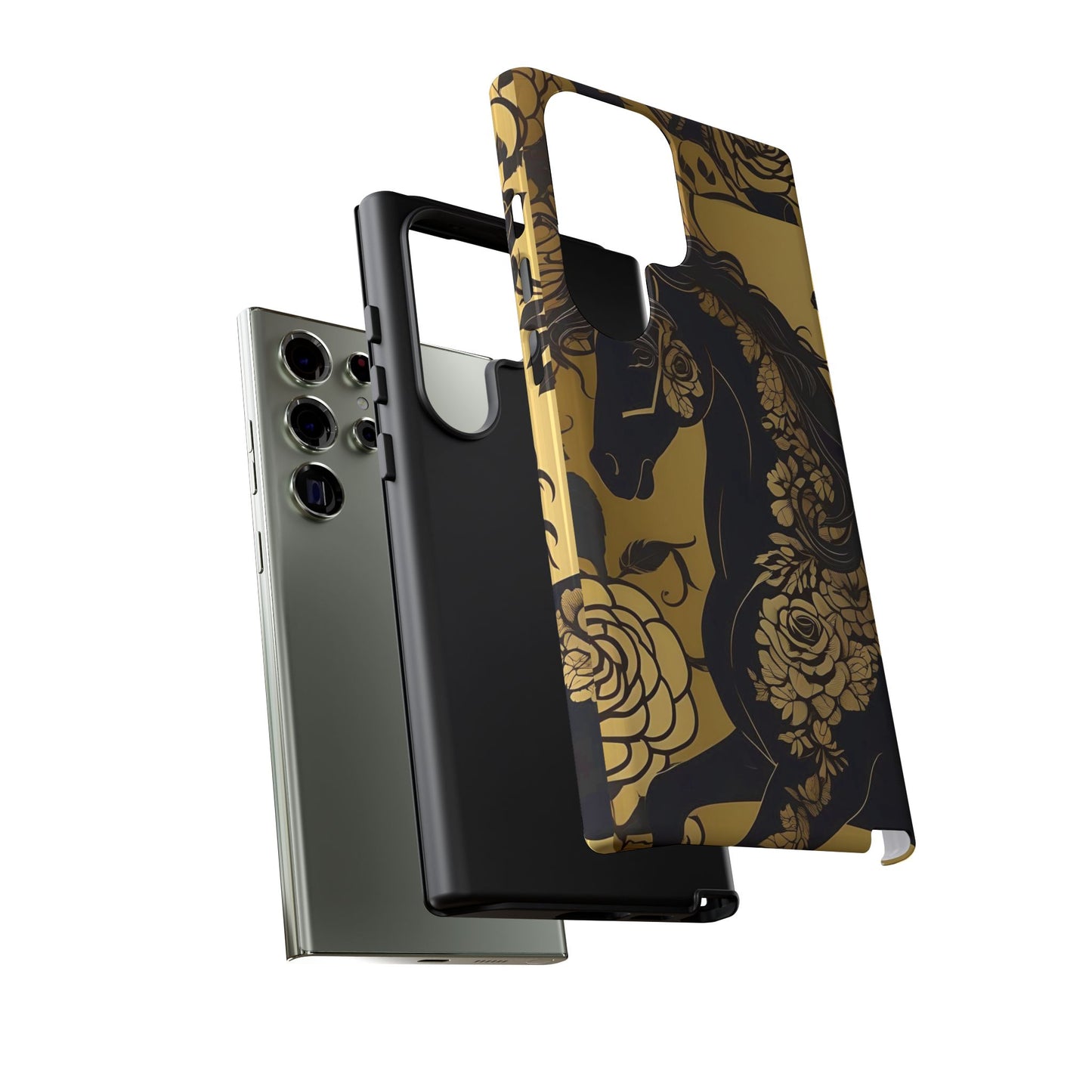 Phone Case - Elegant Horse & Roses Design