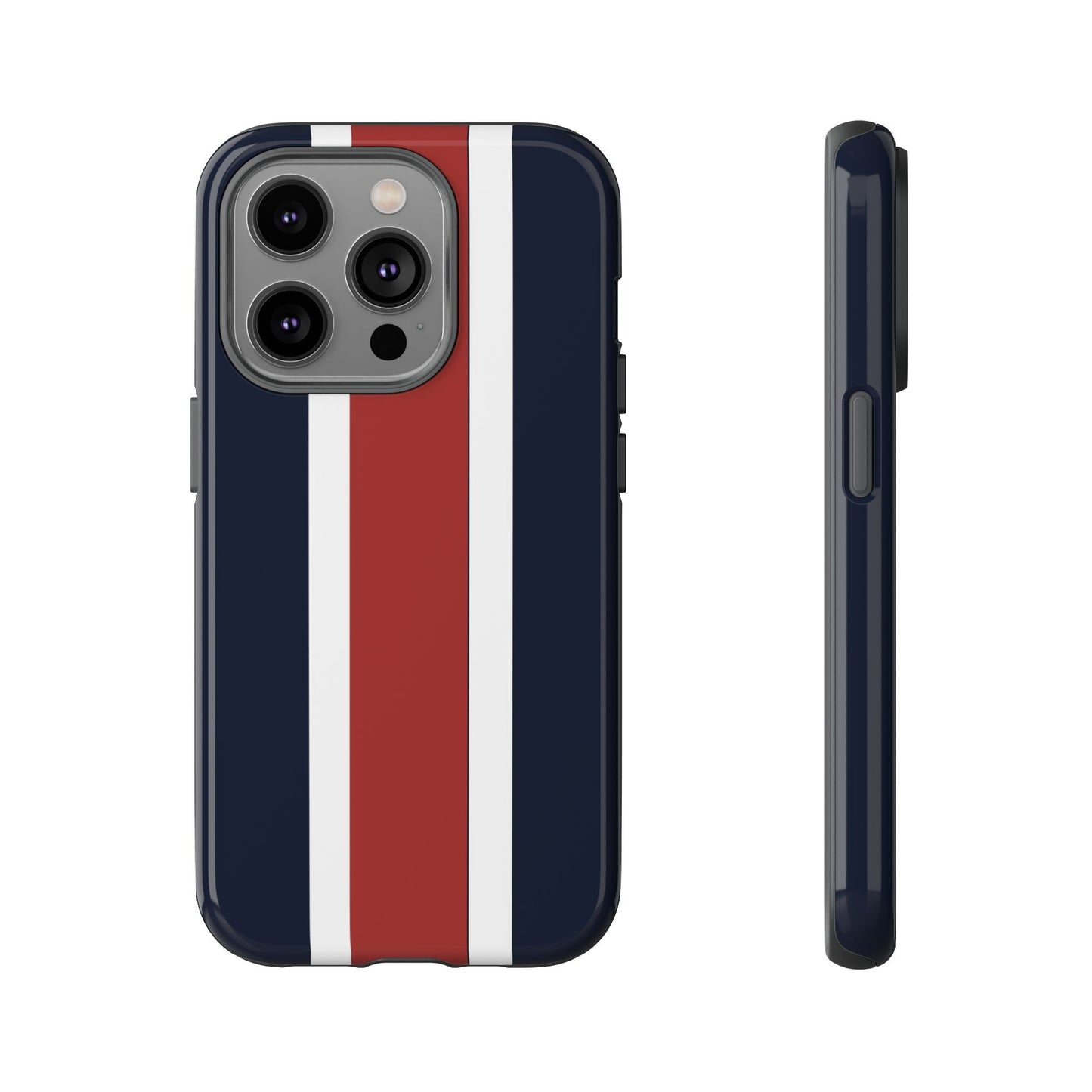 Lunar Midnight & Red-White Striped Stylish Phone Case - Tough Cases, Custom iPhone Cover, Sleek Phone Accessories, Gifts for Him/Her