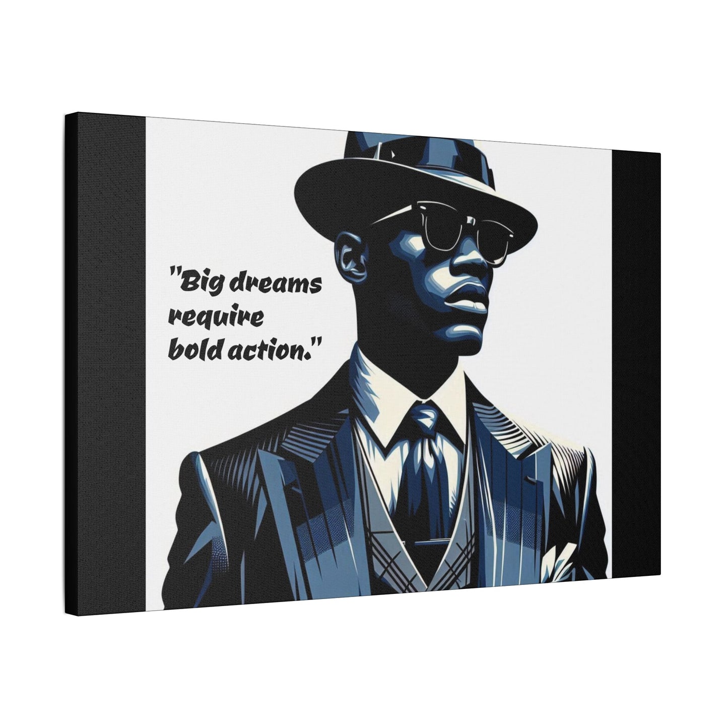 Afro Art Print Canvas, Wall Decor, Satin Stretched Canvas, African American Art, Office Decor, Home Decor - "Big dreams require bold action."