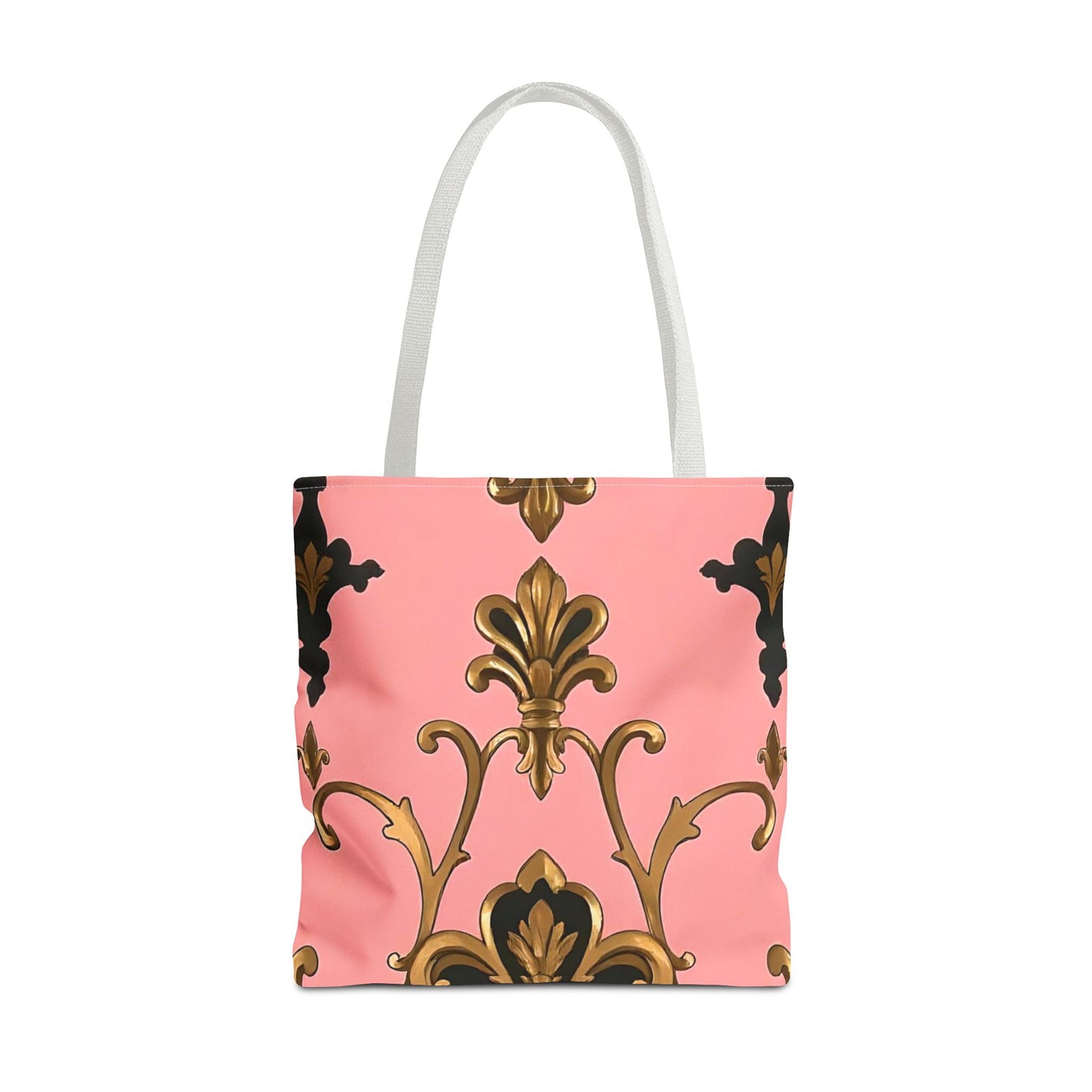 Elegant Patterned Tote Bag - Chic Carry-All for Everyday Use, Fashion Accessory - Pink, Black & Gold Rococo