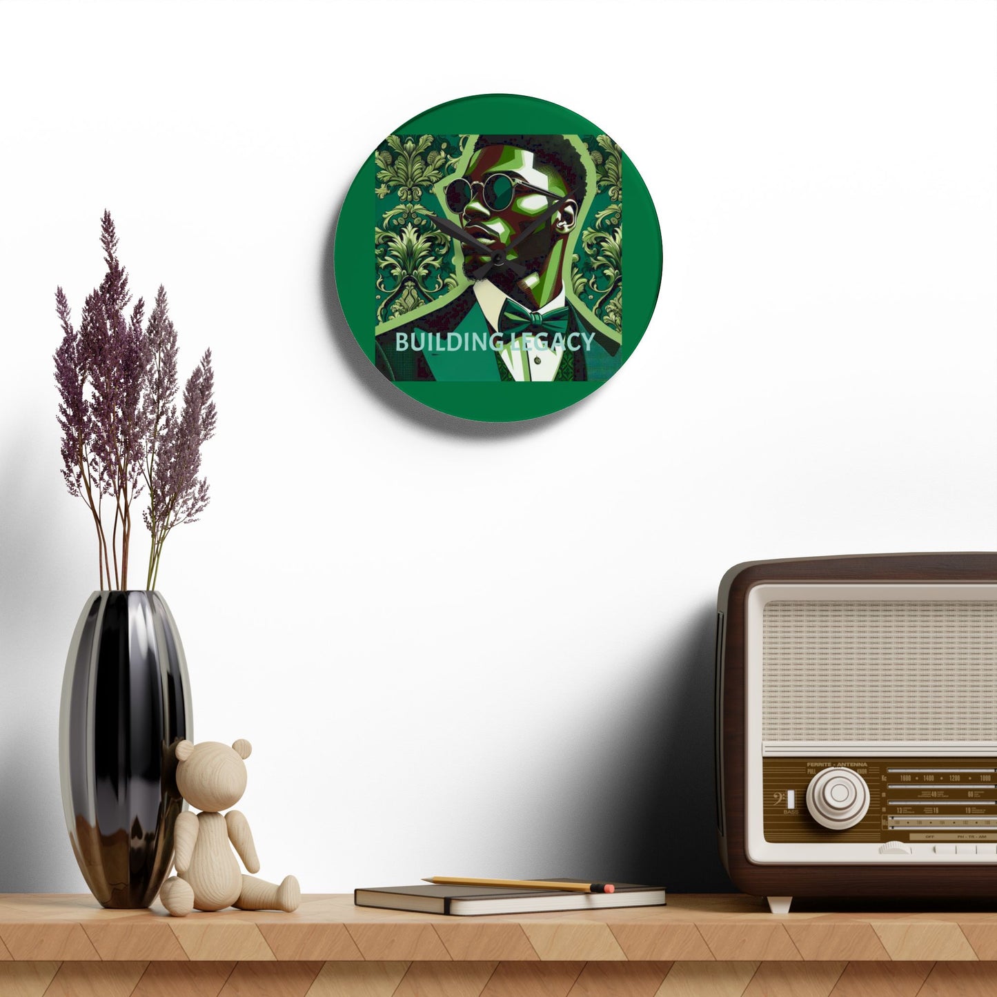 Elegant Acrylic Wall Clock - 'Building Legacy' Art, Home Decor, Gift, Modern Design, Inspirational Wall Art - Round
