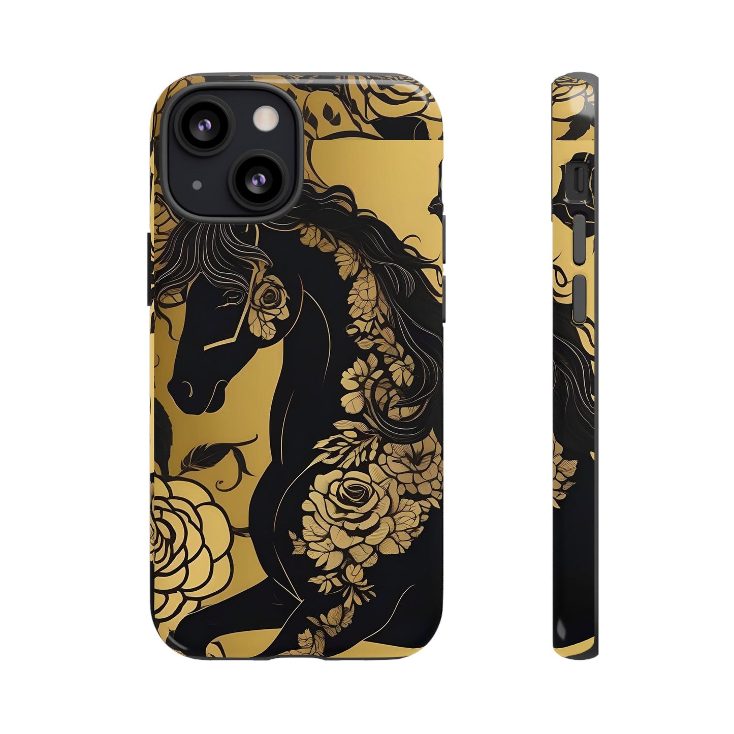 Phone Case - Elegant Horse & Roses Design