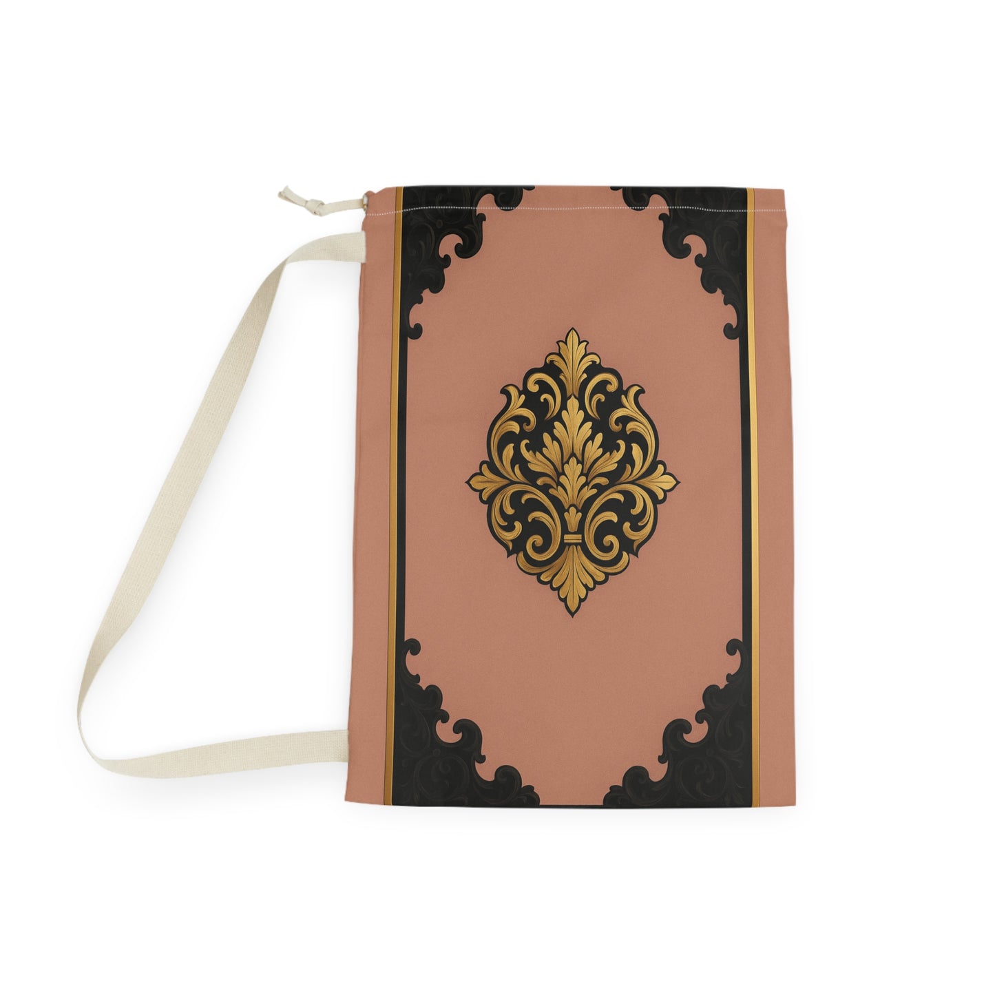 Vintage Baroque Laundry Bag — Elegant Mauve & Black-Gold Baroque Travel/Linen Organizer